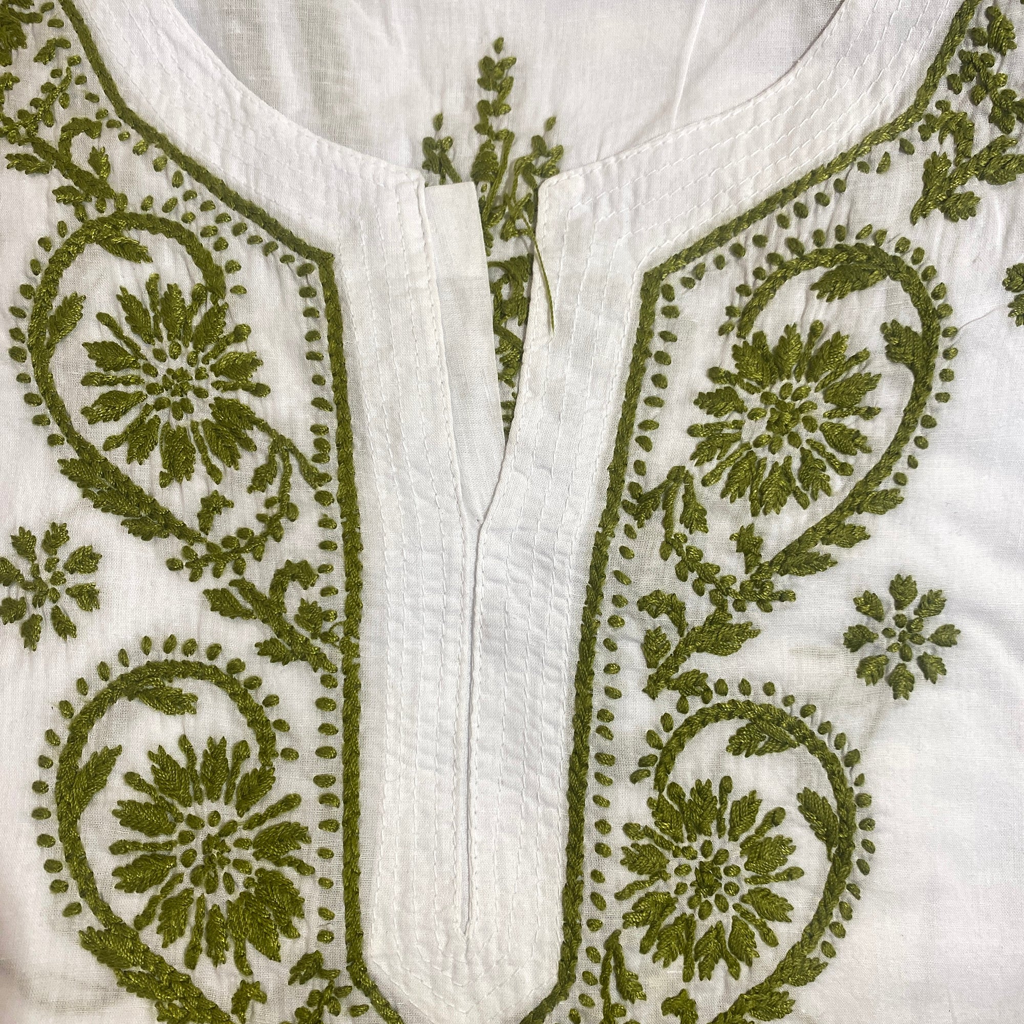 AR Long Embroidered Cotton Tunic- XL - Vintage India NYC