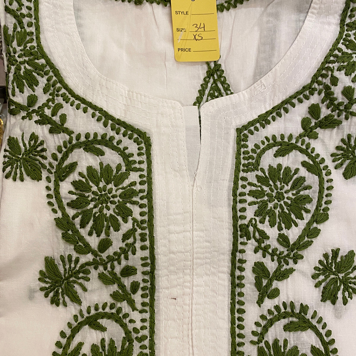 AR Short Embroidered Cotton Tunic Kurti-XS - Vintage India NYC