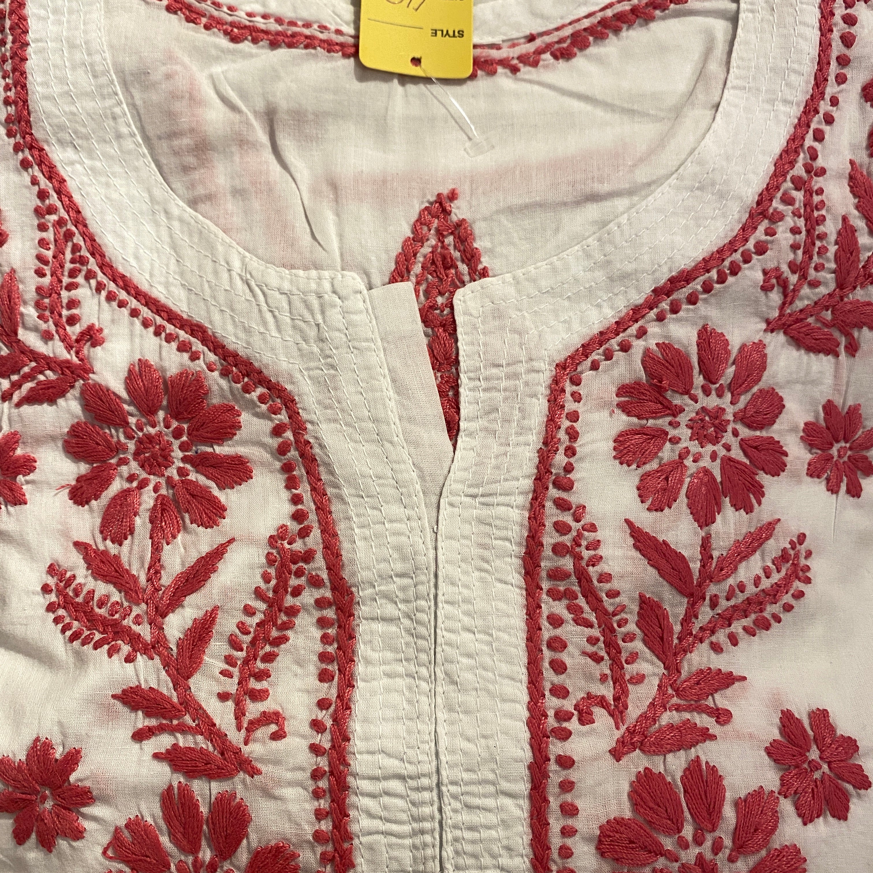 AR Short Embroidered Cotton Tunic Kurti-L - Vintage India NYC