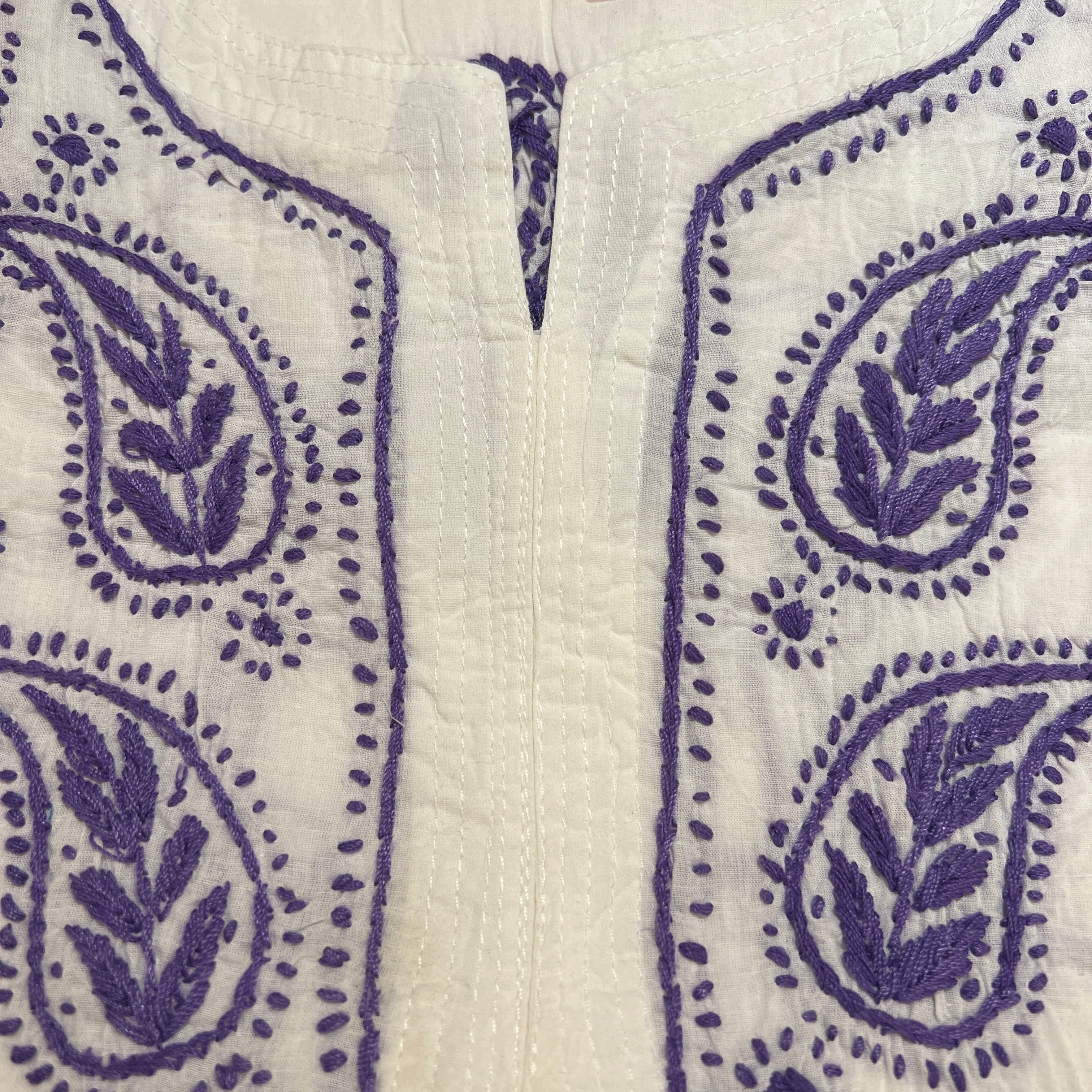 AR Short Embroidered Cotton Tunic Kurti-S - Vintage India NYC