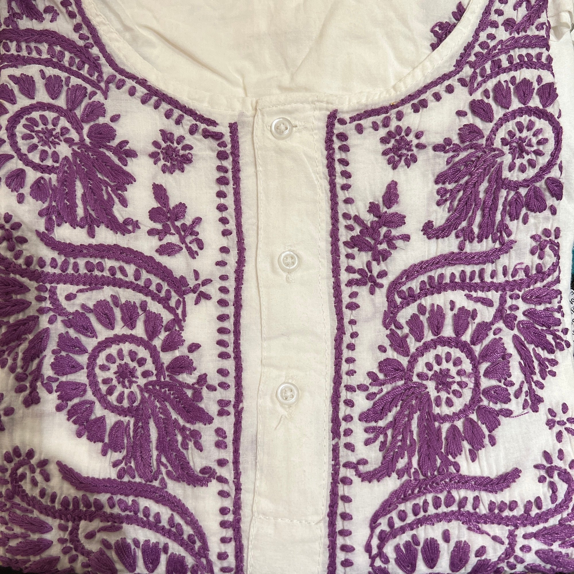 AR Short Embroidered Cotton Tunic Kurti-XL - Vintage India NYC