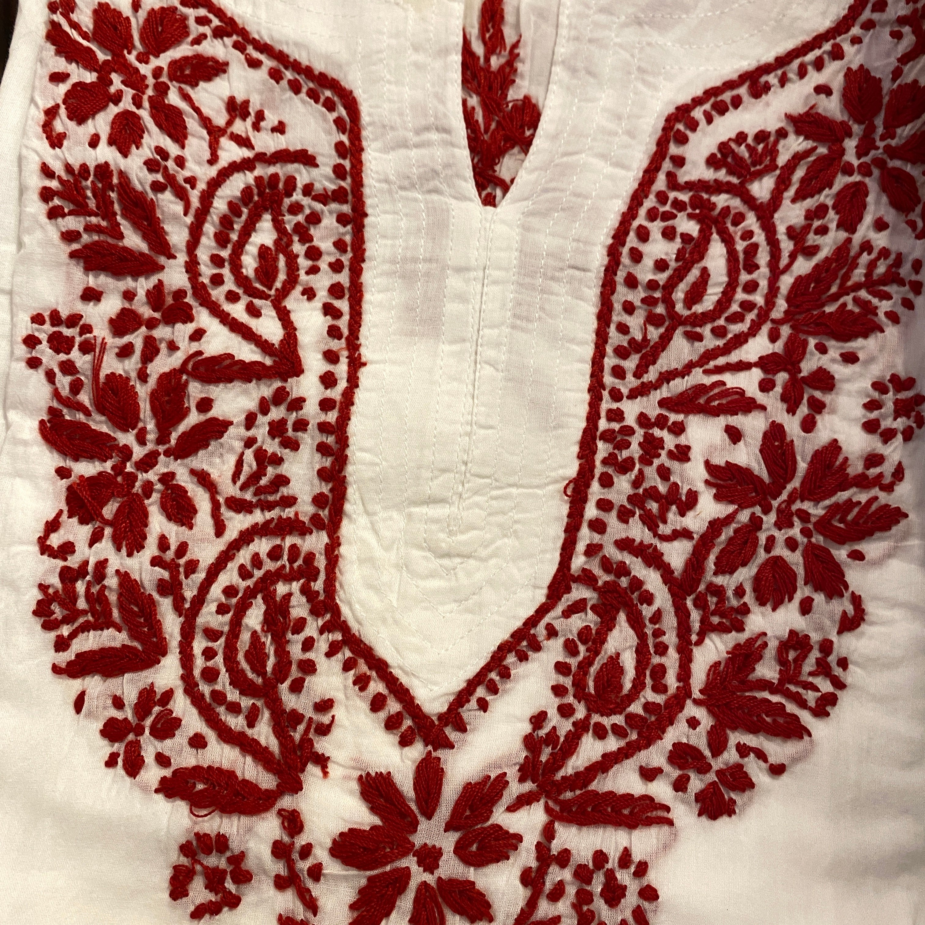 AR Short Embroidered Cotton Tunic Kurti-L - Vintage India NYC