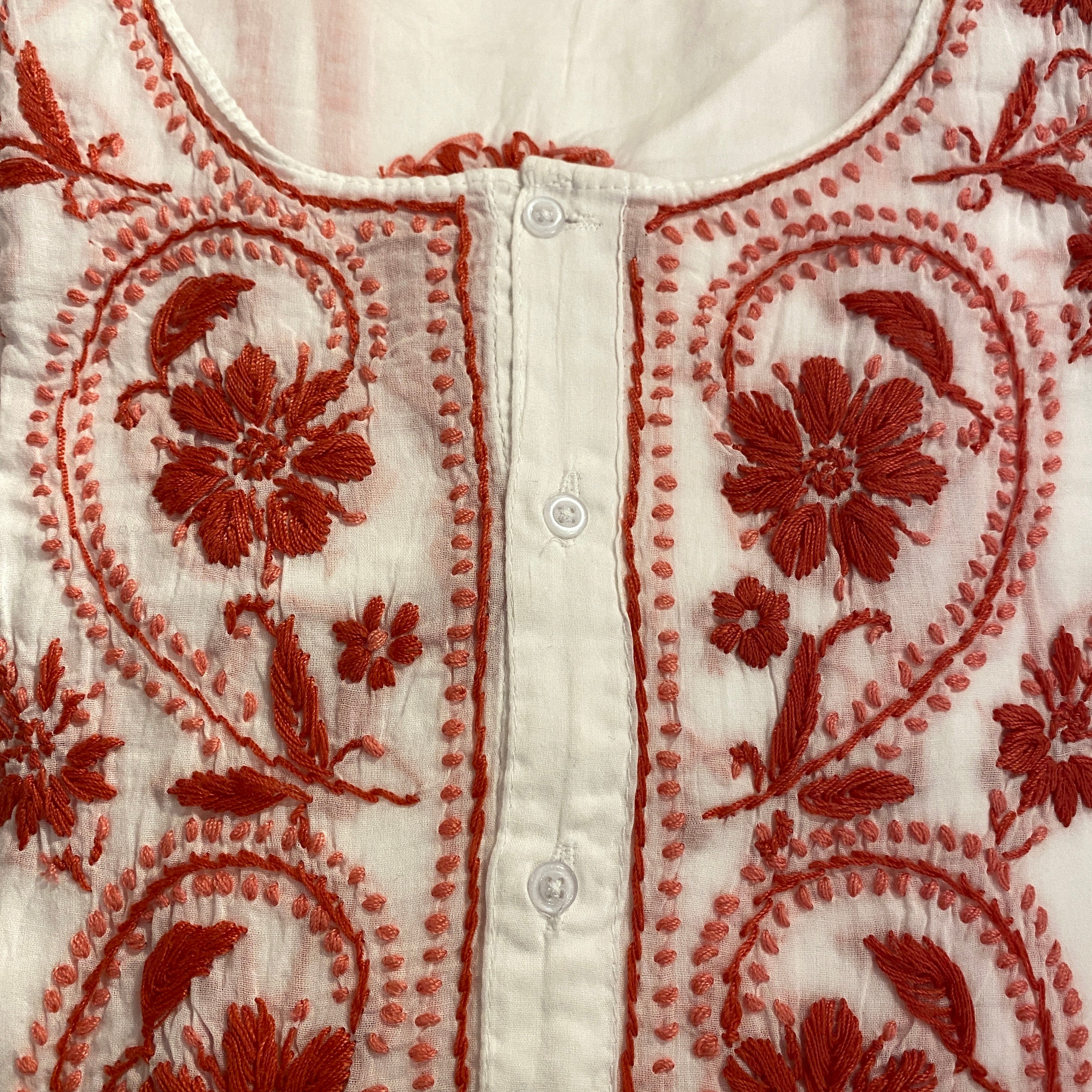 AR 3 Button Embroidered Cotton Tunic Kurti - Vintage India NYC