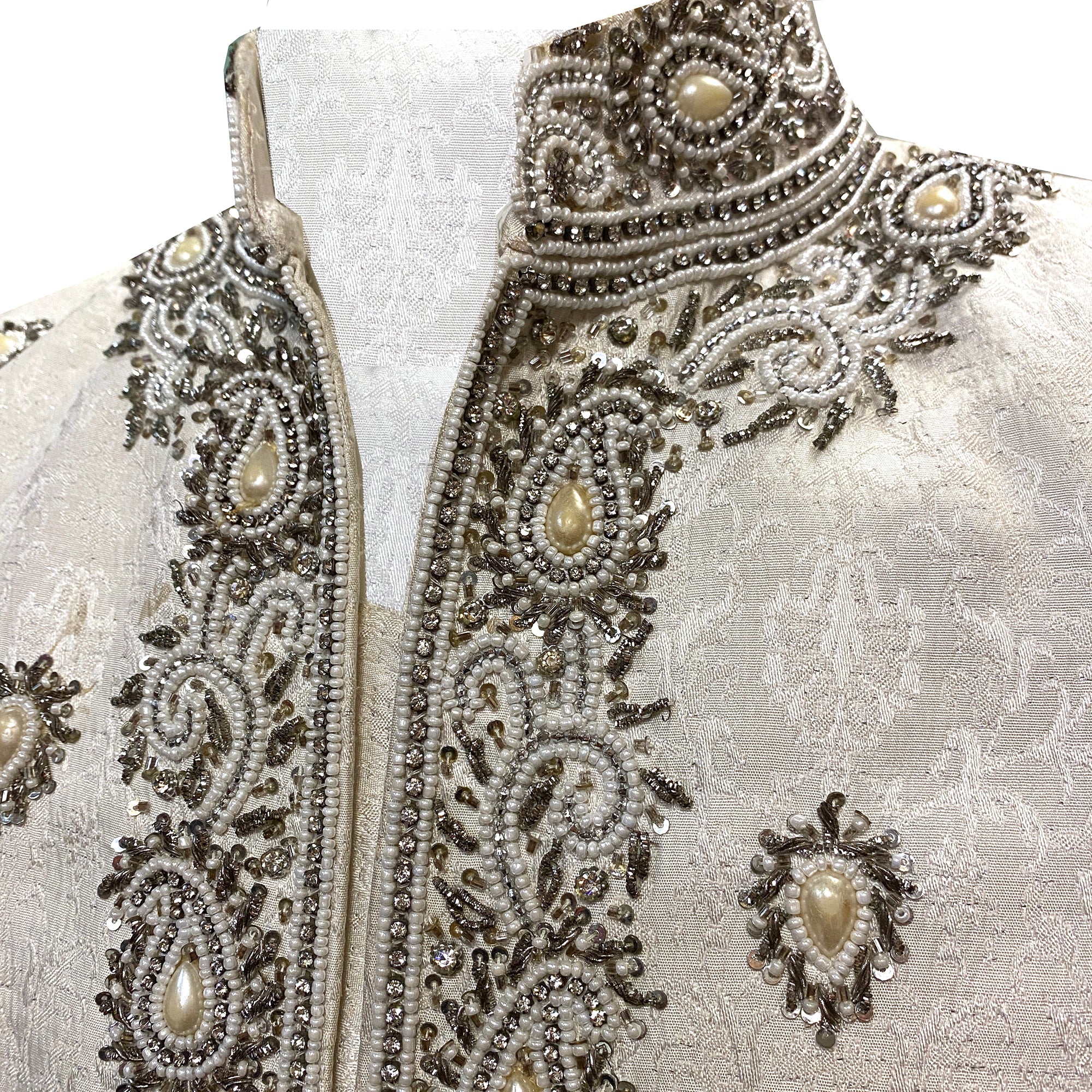 White and Silver Sherwani - Vintage India NYC
