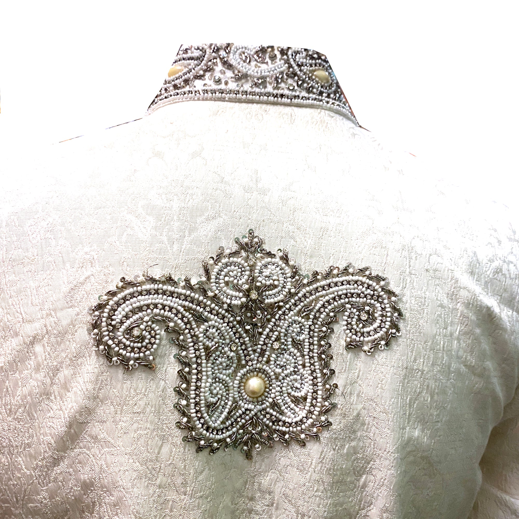 White and Silver Sherwani - Vintage India NYC