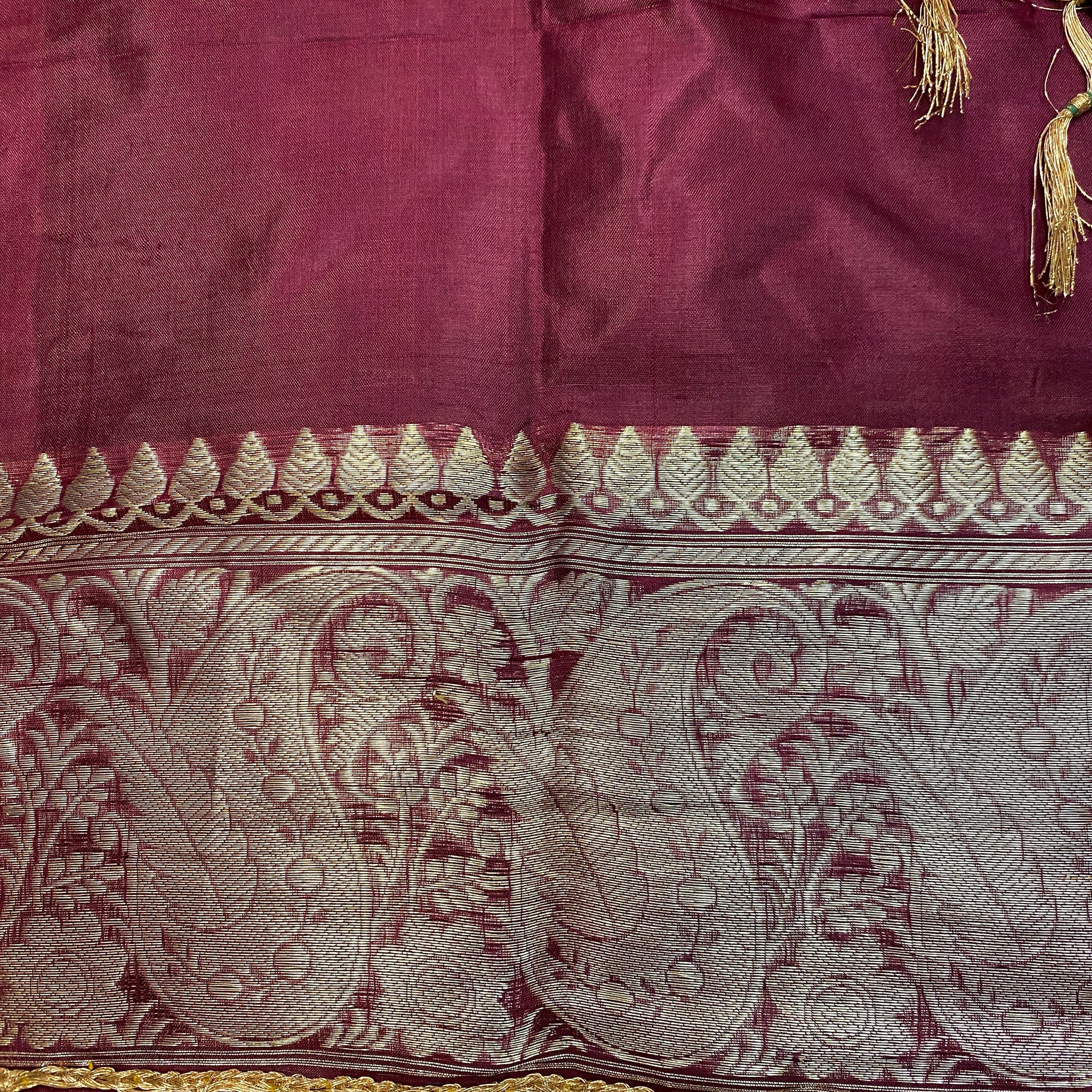 Handwoven Pure Silk and Gold Zari Dupatta Stoles-Many Colors - Vintage India NYC