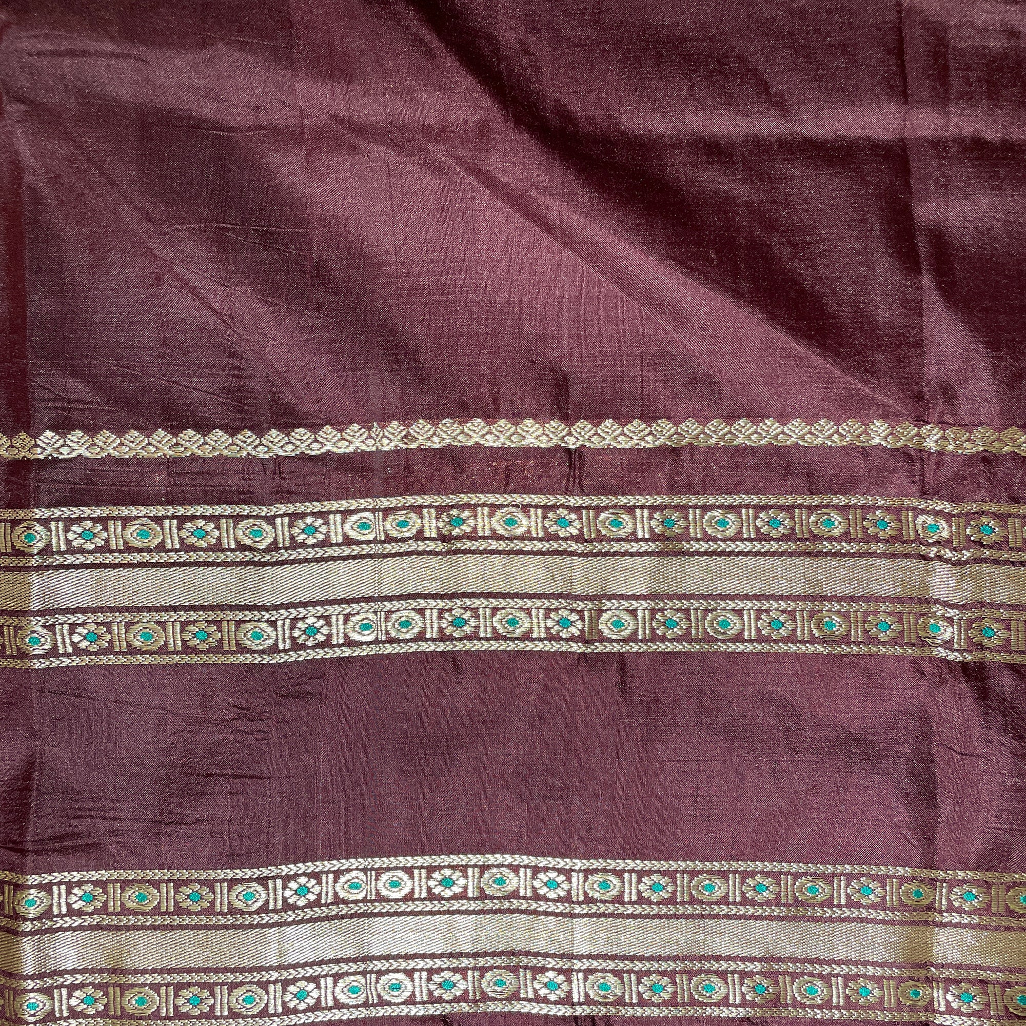 Wine & Gold Silk Saree - Vintage India NYC