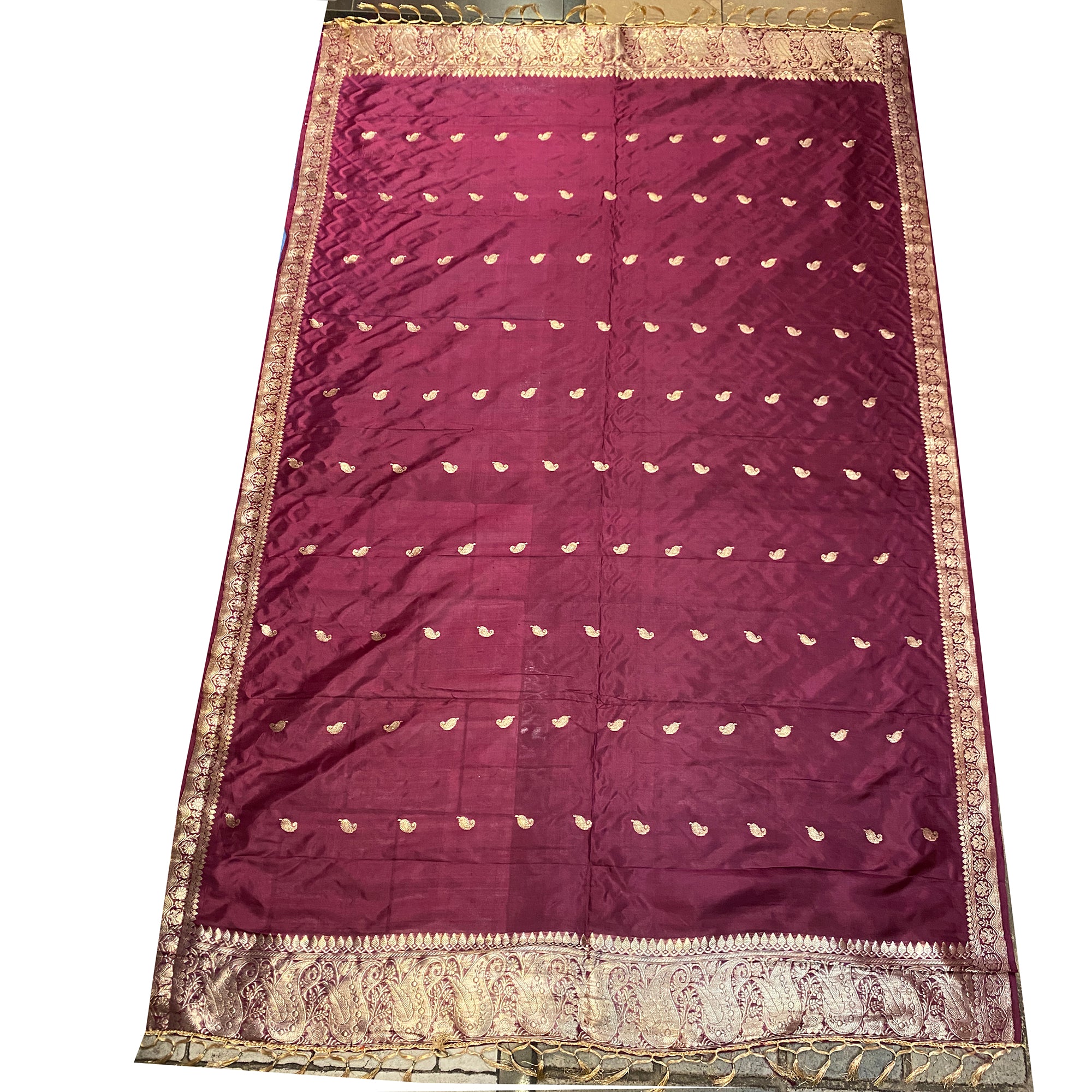 Handwoven Pure Silk and Gold Zari Dupatta Stoles-Many Colors - Vintage India NYC