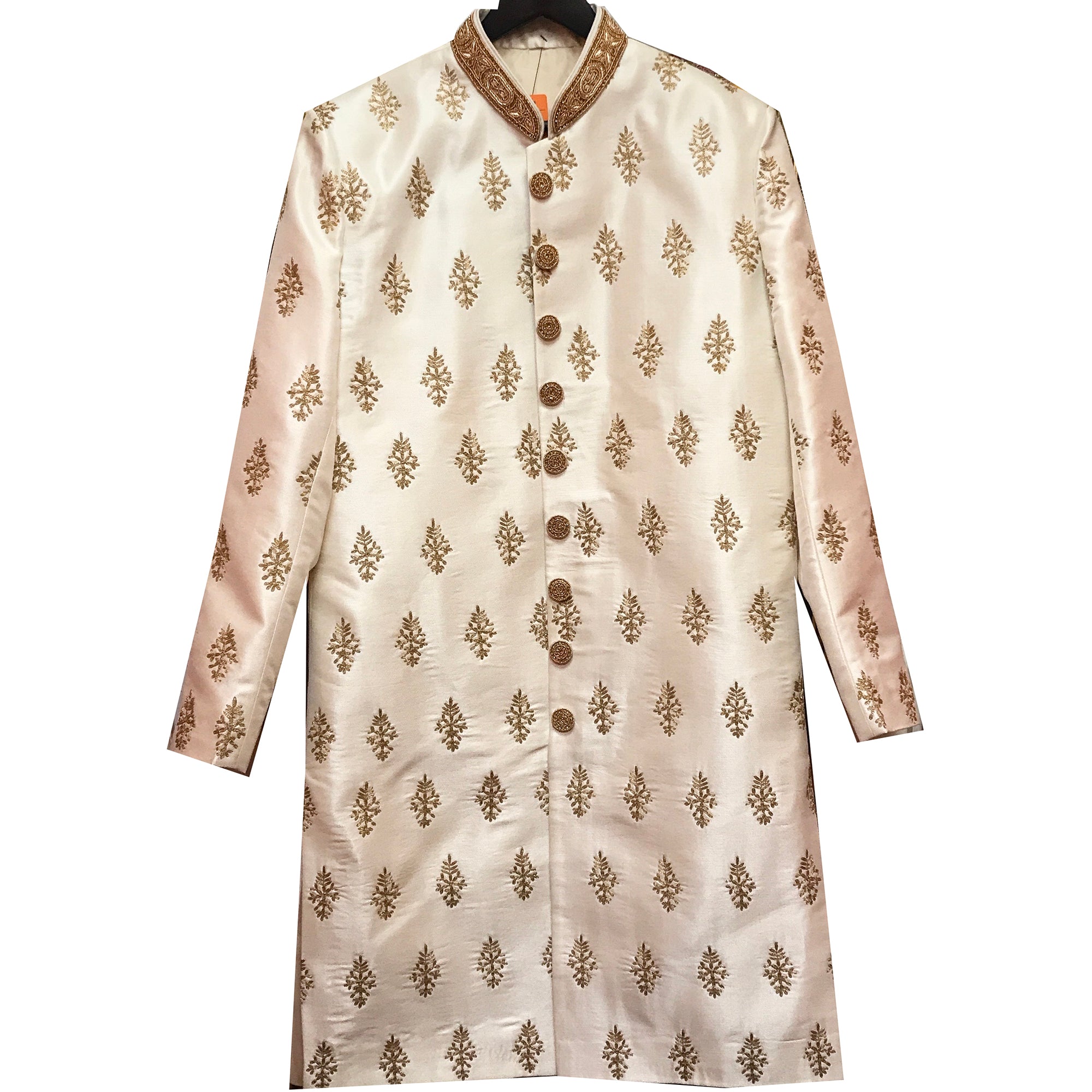 YD Ivory Gold Motif Sherwani - Vintage India NYC