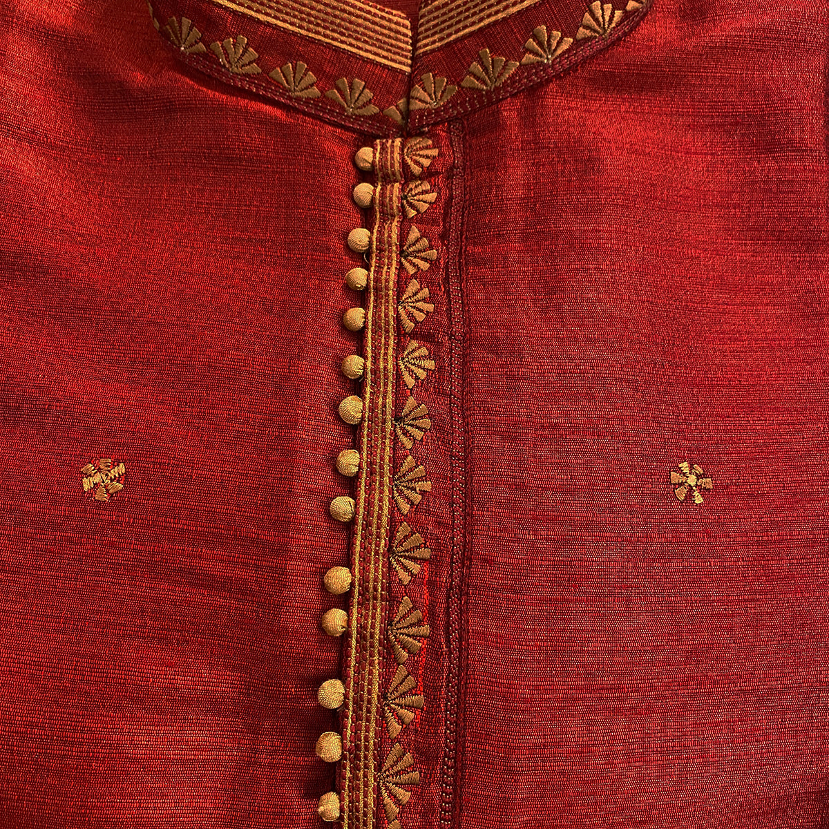 YD Raw Silk Red Kurta - Vintage India NYC