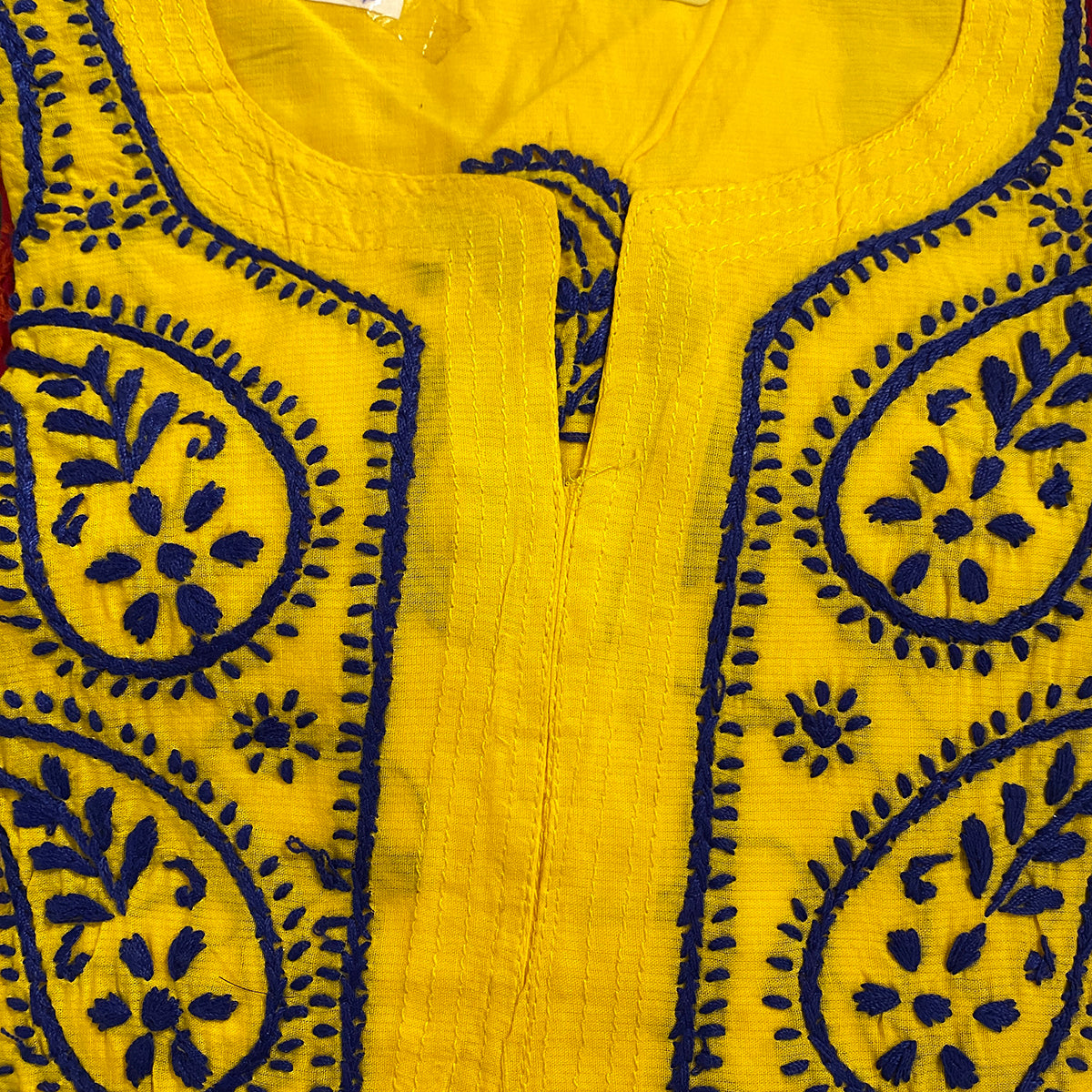 AR Long Embroidered Cotton Tunic Kurtis - M - Vintage India NYC