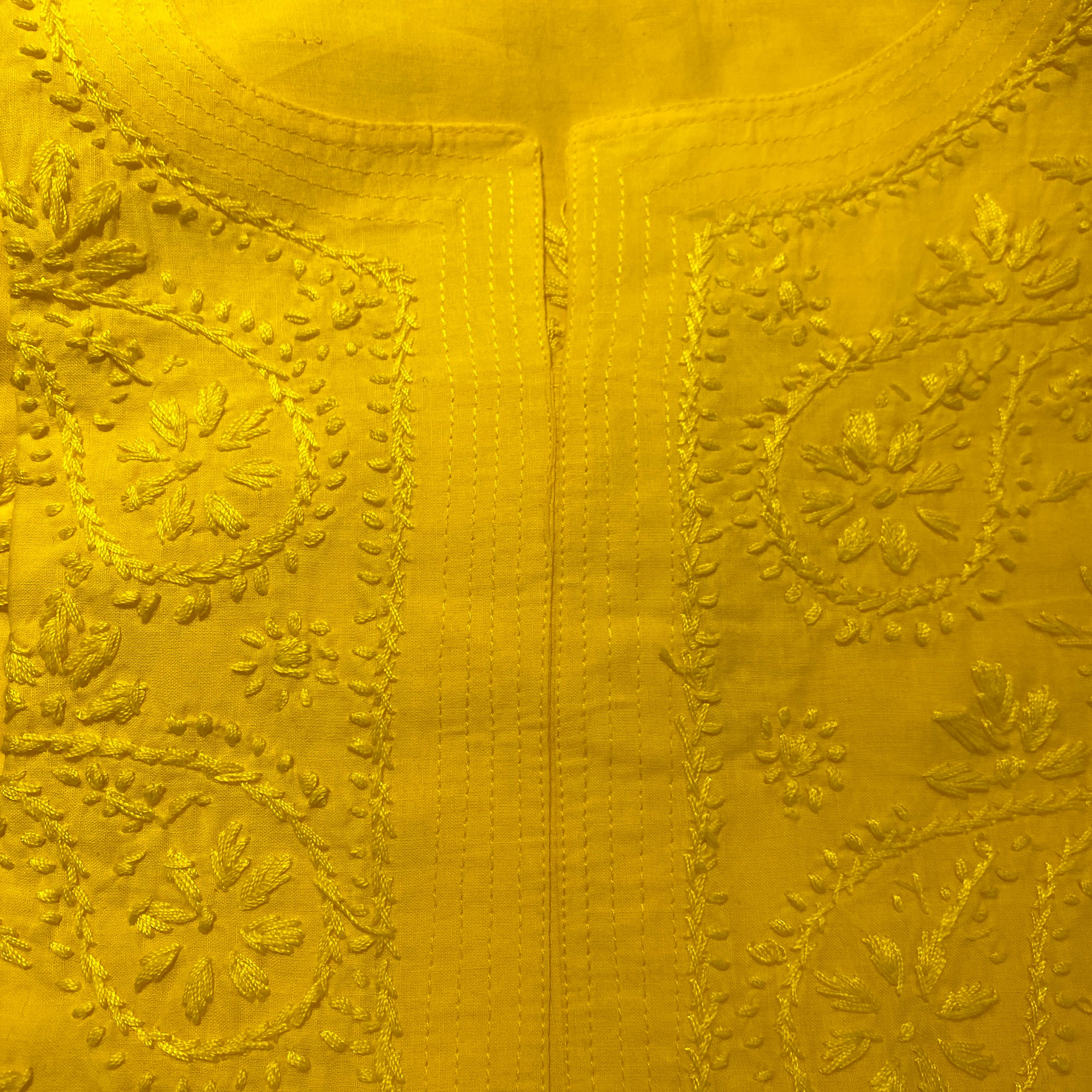 AR Long Embroidered Cotton Tunic Kurtis- L - Vintage India NYC