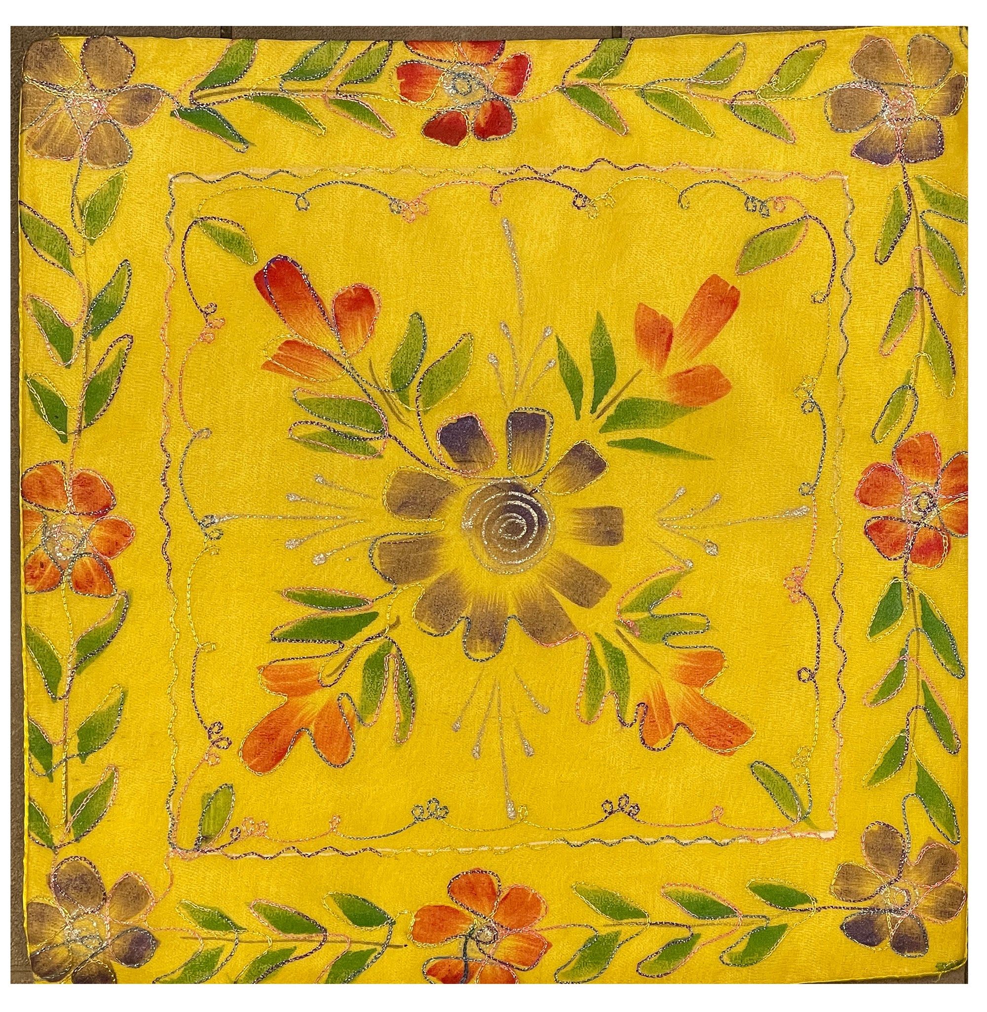 Floral embroidered pillow cover - 4 styles - Vintage India NYC