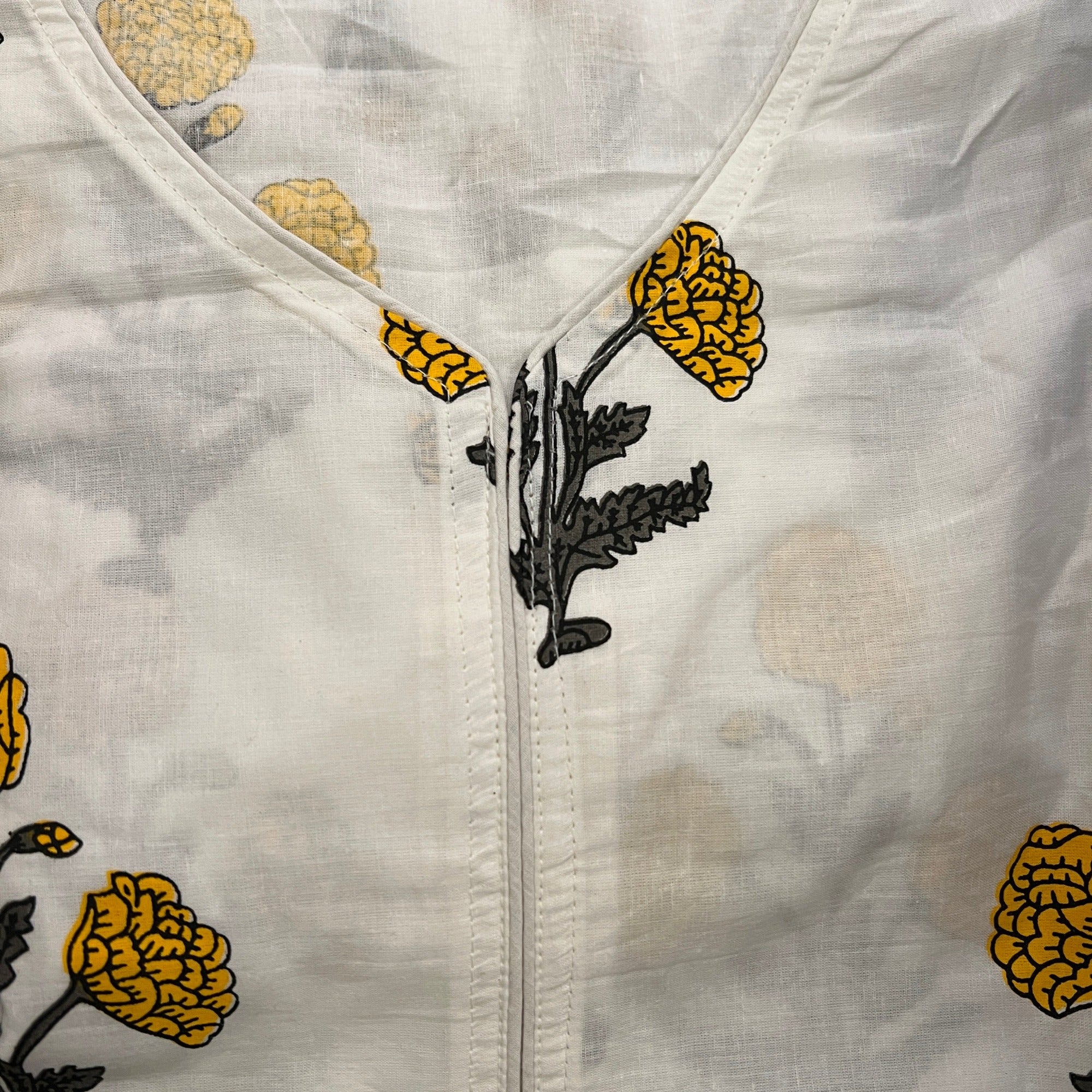 Yellow Floral Sharara Kurti Set-Size 42 - Vintage India NYC