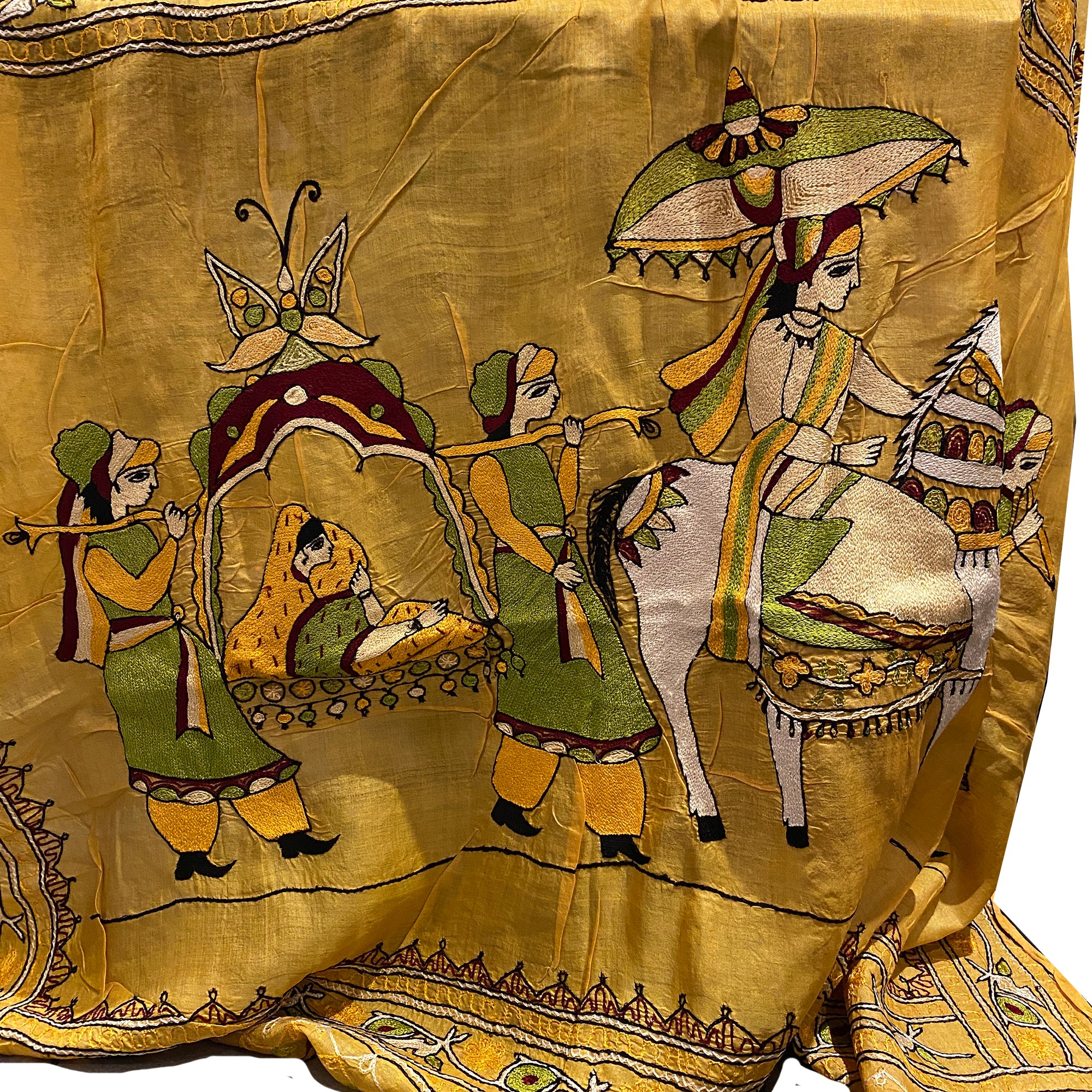 Vintage Embroidered Silk Saree - Vintage India NYC