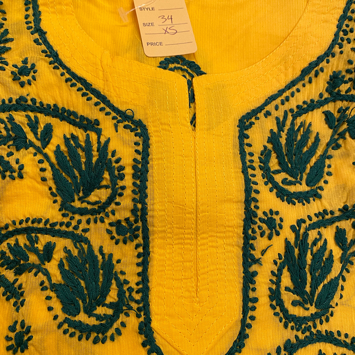 AR Short Embroidered Cotton Tunic Kurti-XS - Vintage India NYC