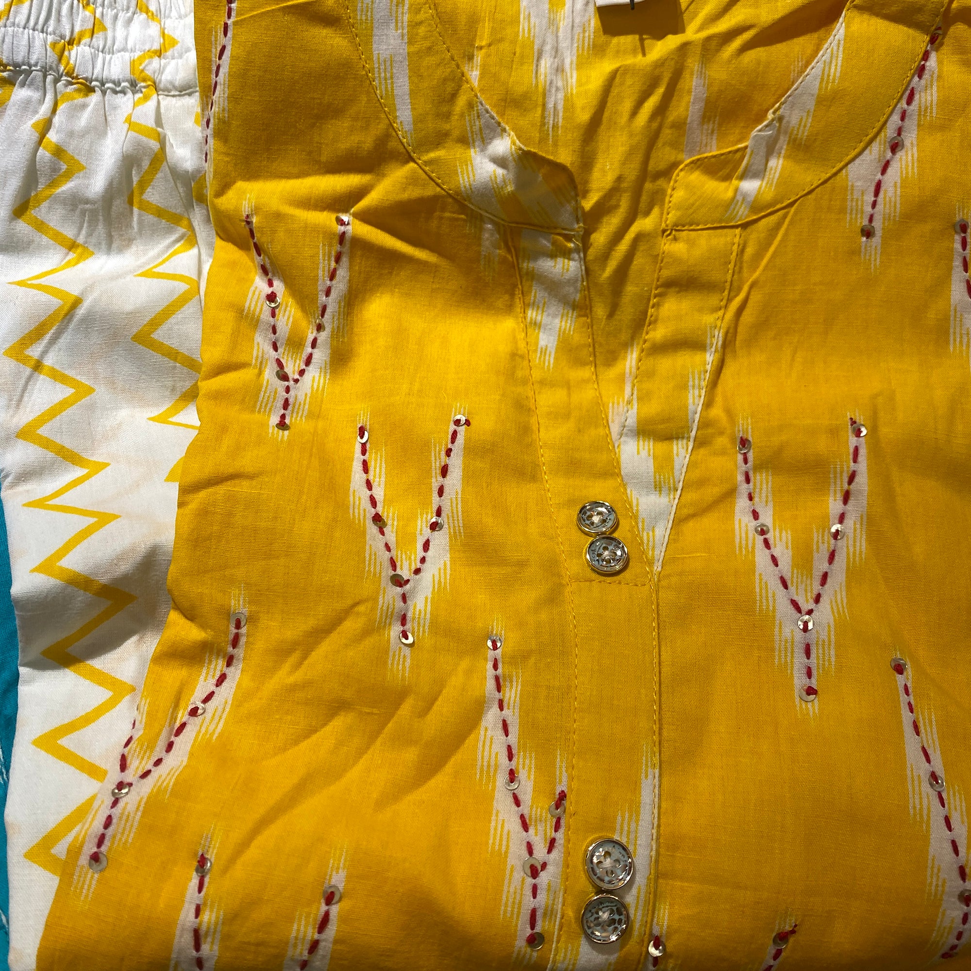 Ikat Print Kurta Set-2 Colors - Vintage India NYC