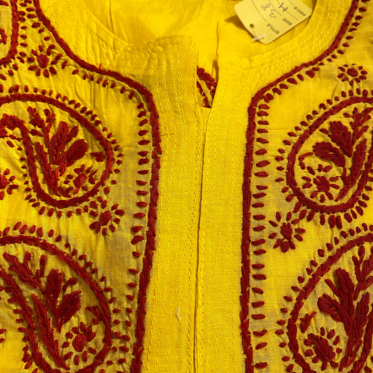 AR Long Embroidered Cotton Tunic Kurtis - M - Vintage India NYC