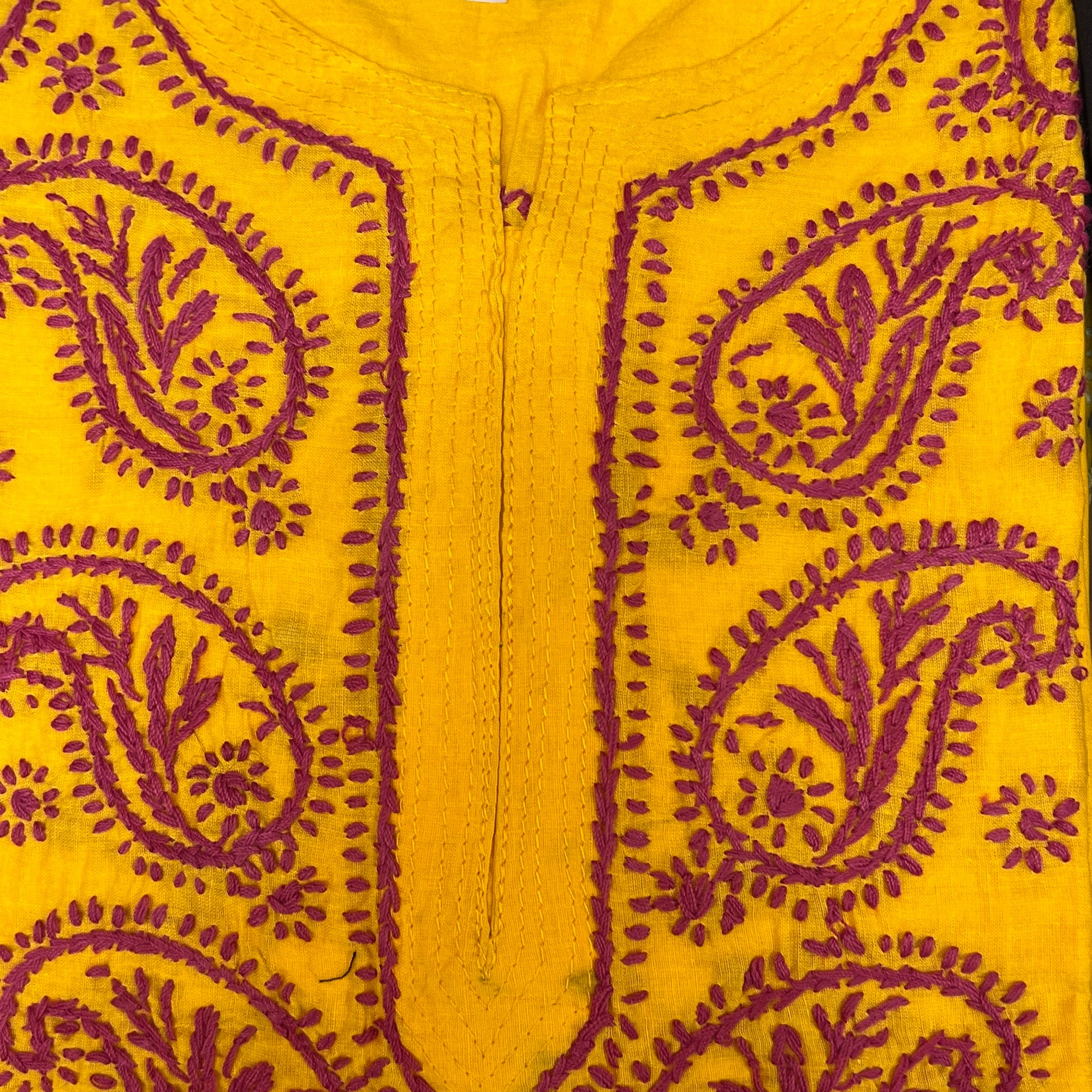 AR Long Embroidered Cotton Tunic Kurtis - M - Vintage India NYC
