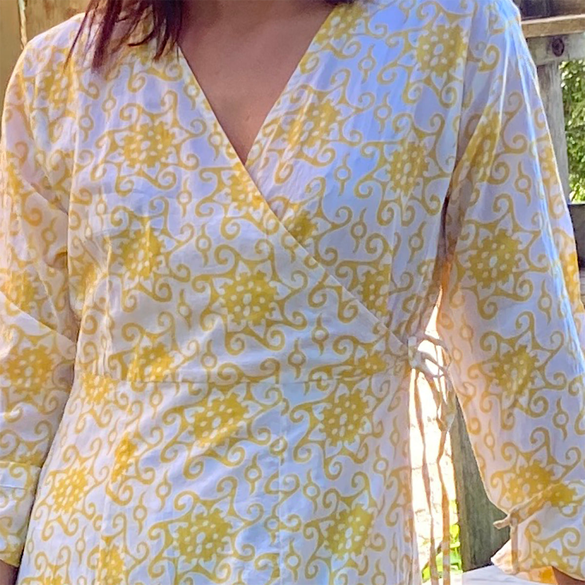 Cotton Blockprint Wrap Dress - Vintage India NYC