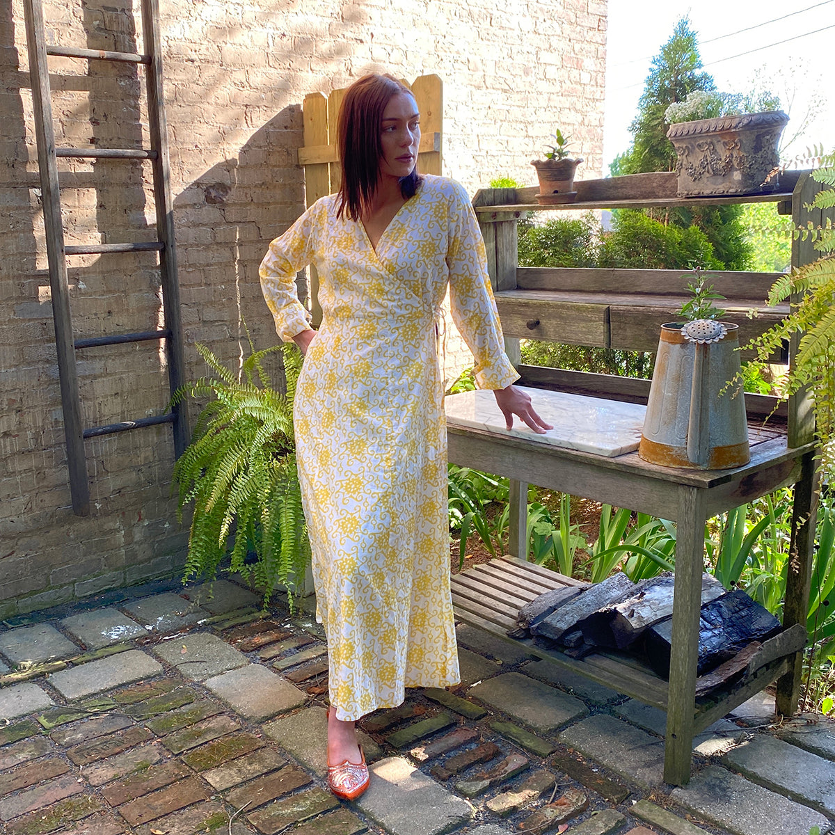 Cotton Blockprint Wrap Dress - Vintage India NYC