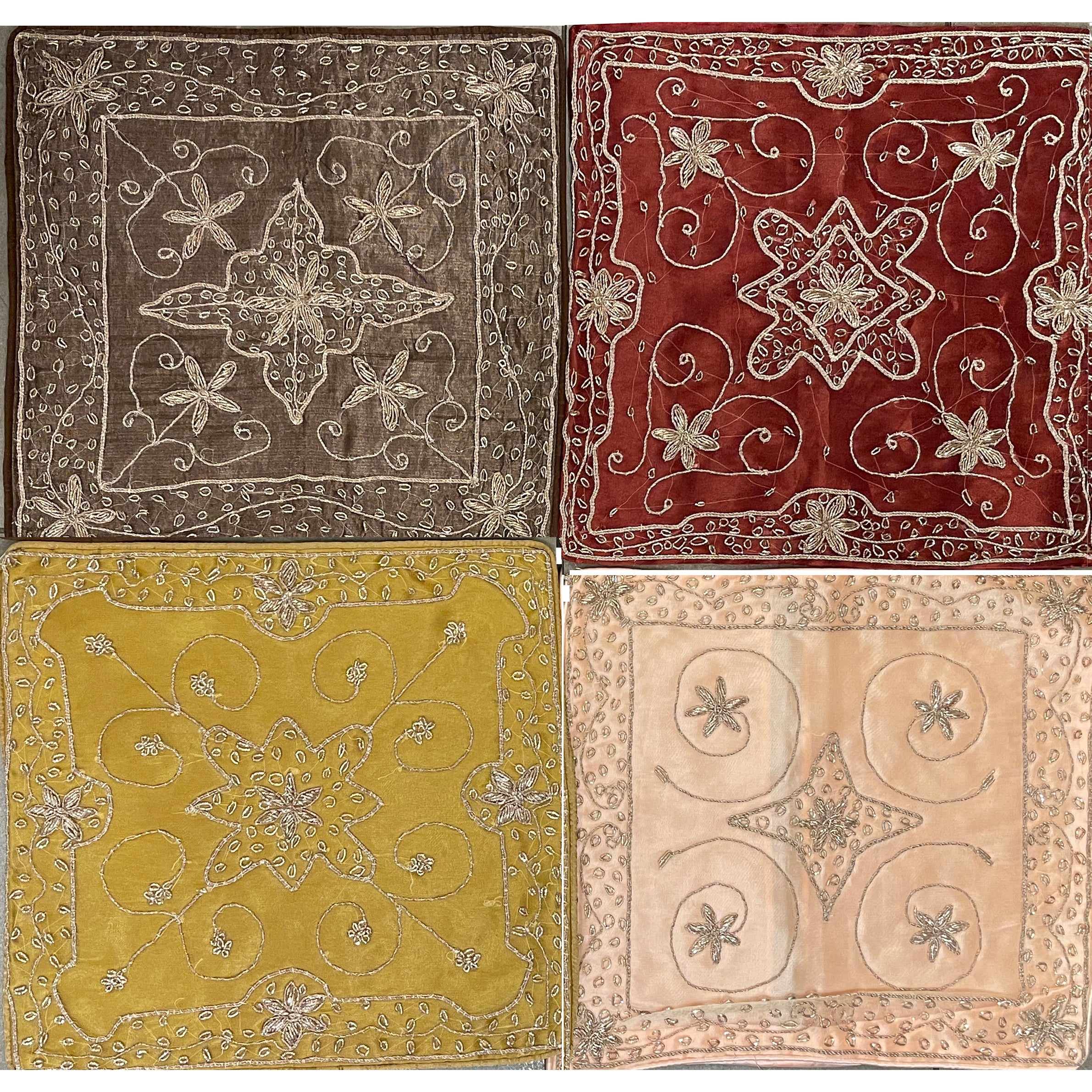 Hand Zardozi Silk Pillow Covers-7 Colors - Vintage India NYC