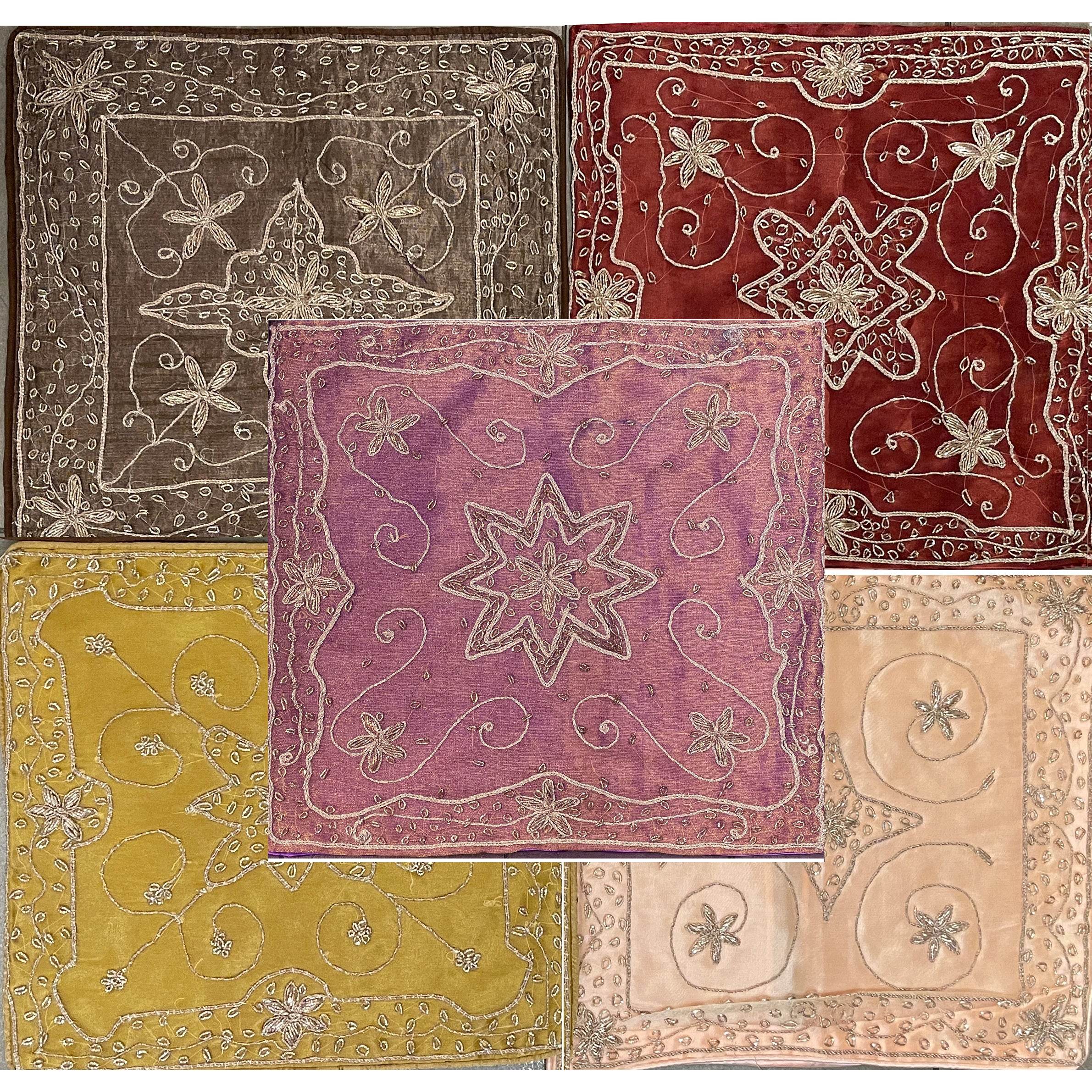 Hand Zardozi Silk Pillow Covers-7 Colors - Vintage India NYC