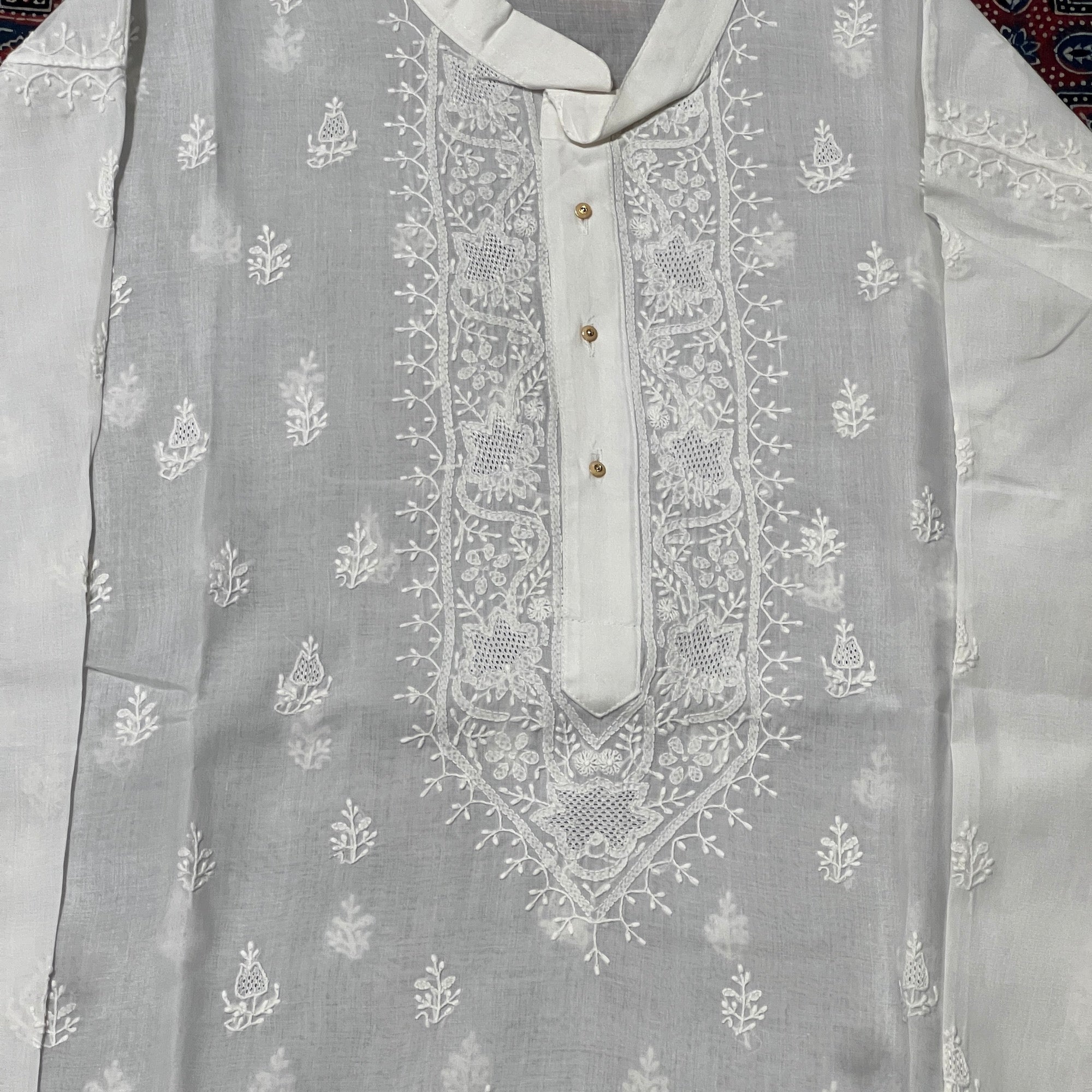 LH 1126-Hand Embroidered Wedding & Puja Kurtas - Vintage India NYC