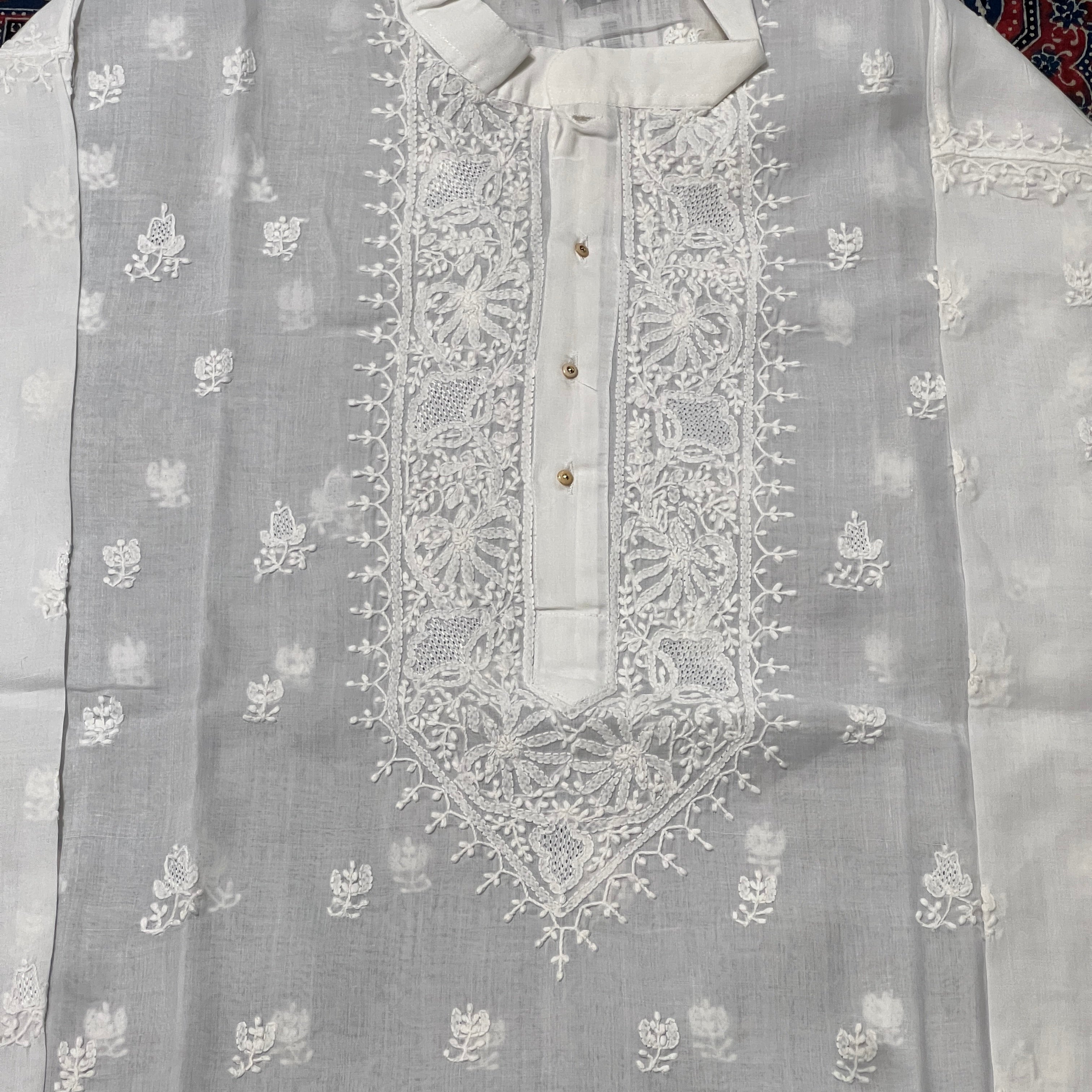 LH 1126-Hand Embroidered Wedding & Puja Kurtas - Vintage India NYC