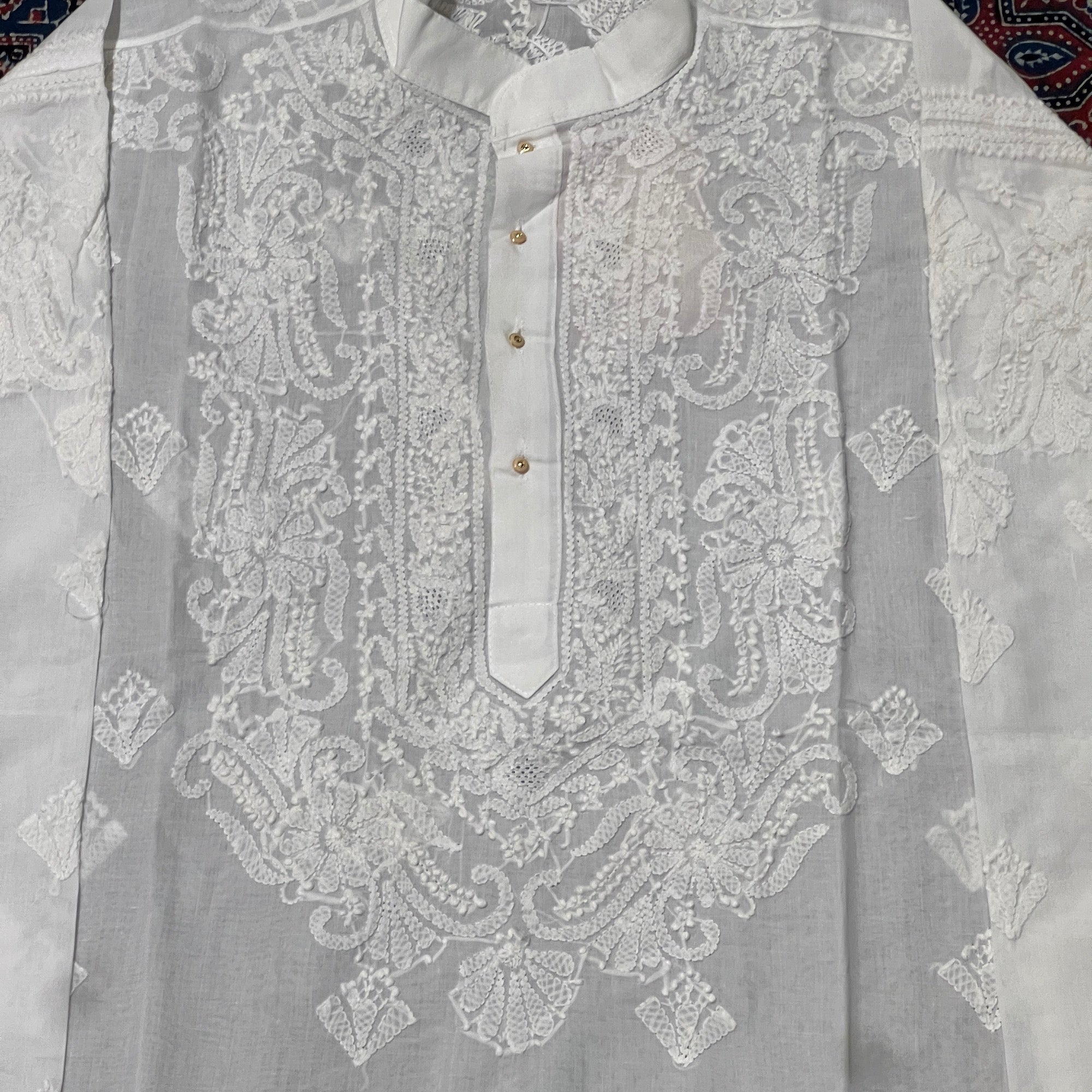 LH 1126-Hand Embroidered Wedding & Puja Kurtas - Vintage India NYC