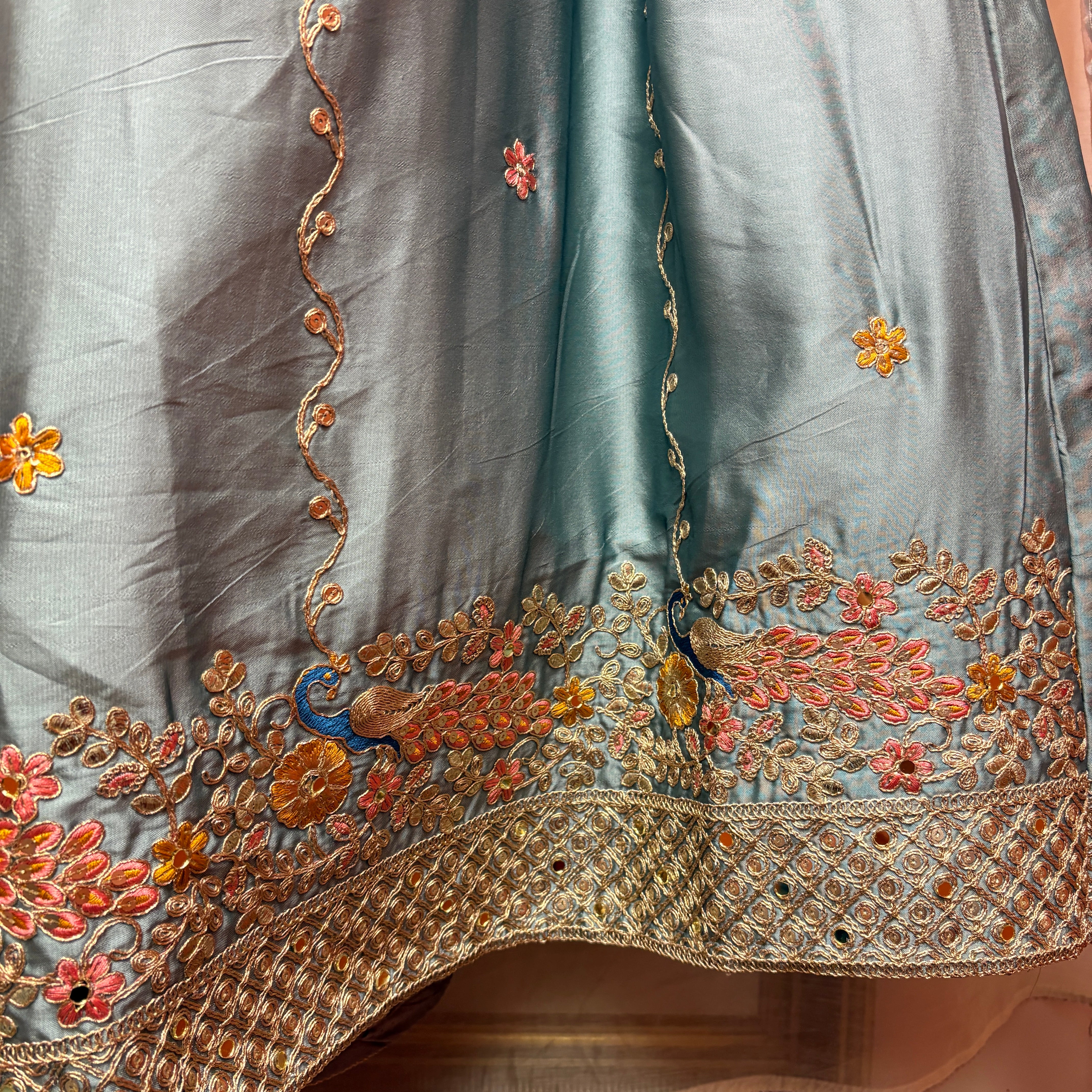 Q Floral Embroidered Lehenga Sets-2 Colors - Vintage India NYC