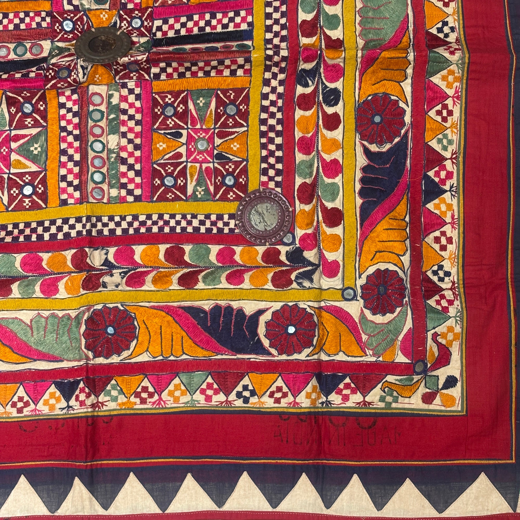 Vintage Embroidered Wallhanging-40 x 40in
