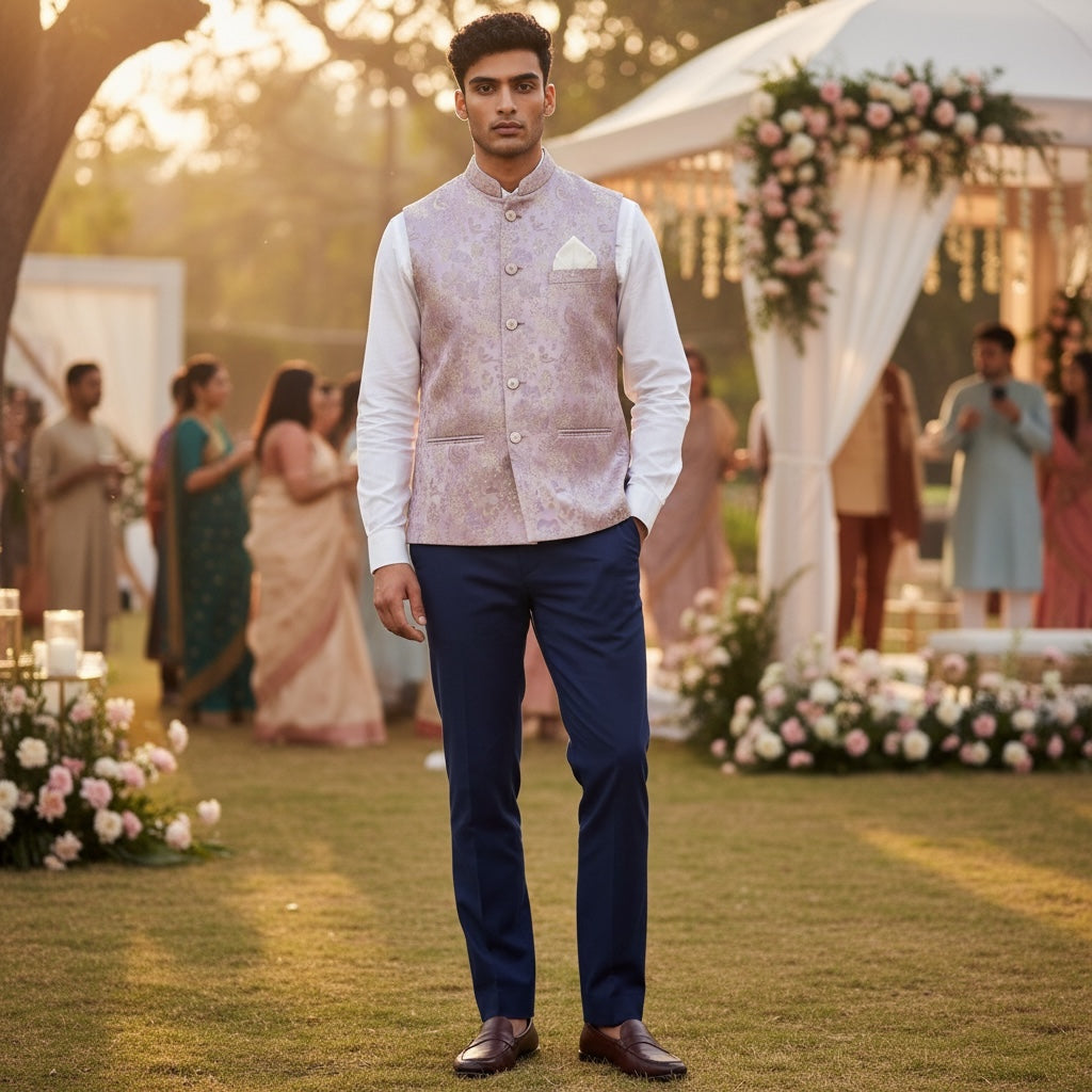 Mauve Flora/Fauna Brocade Vest