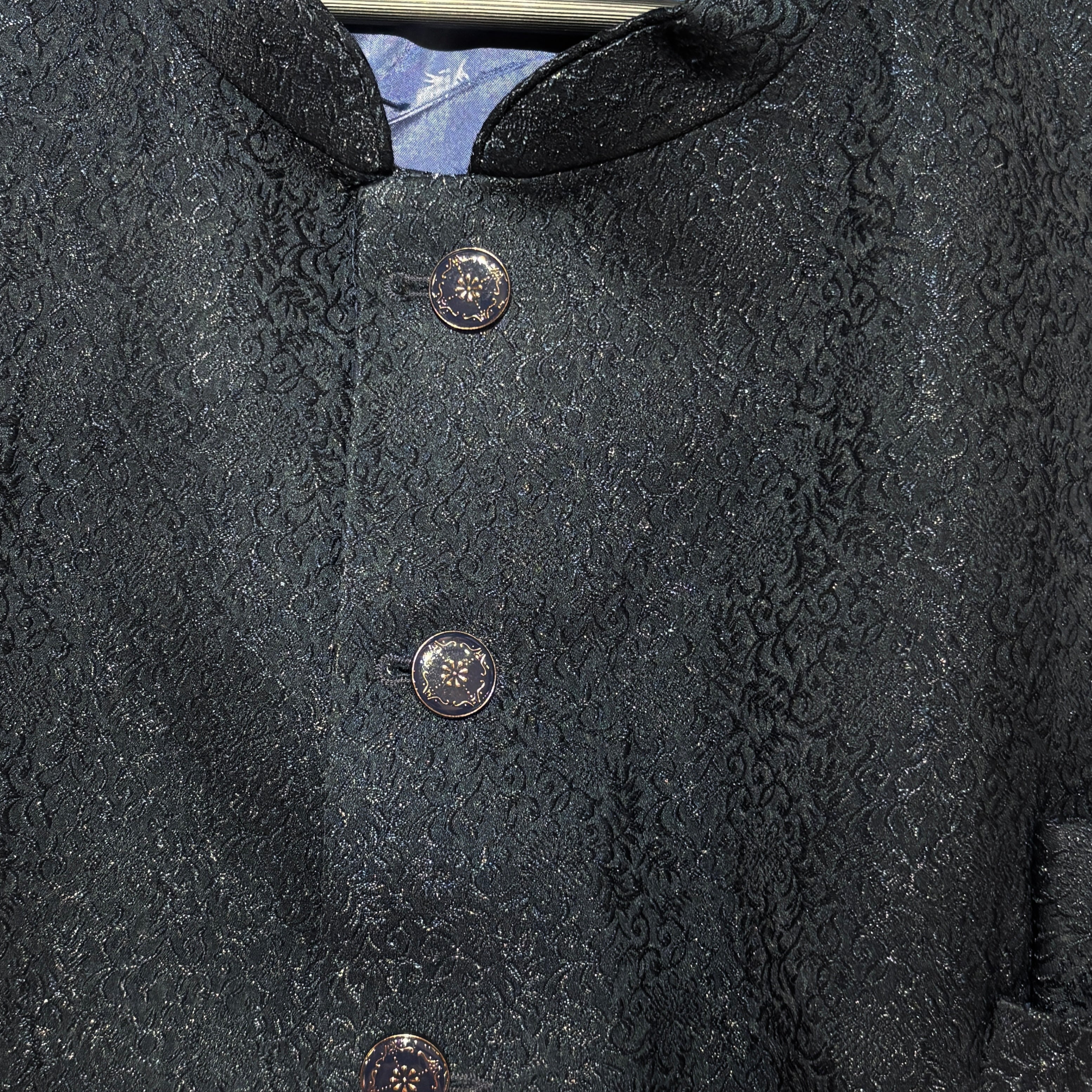 Navy Jacquard Jodhpuri Jacket -Big & Tall