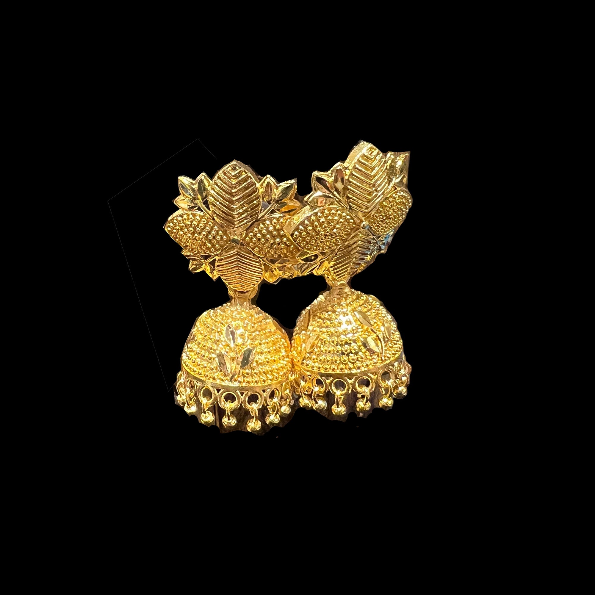 4 Leaf Jhumka Gold Earrings - Vintage India NYC