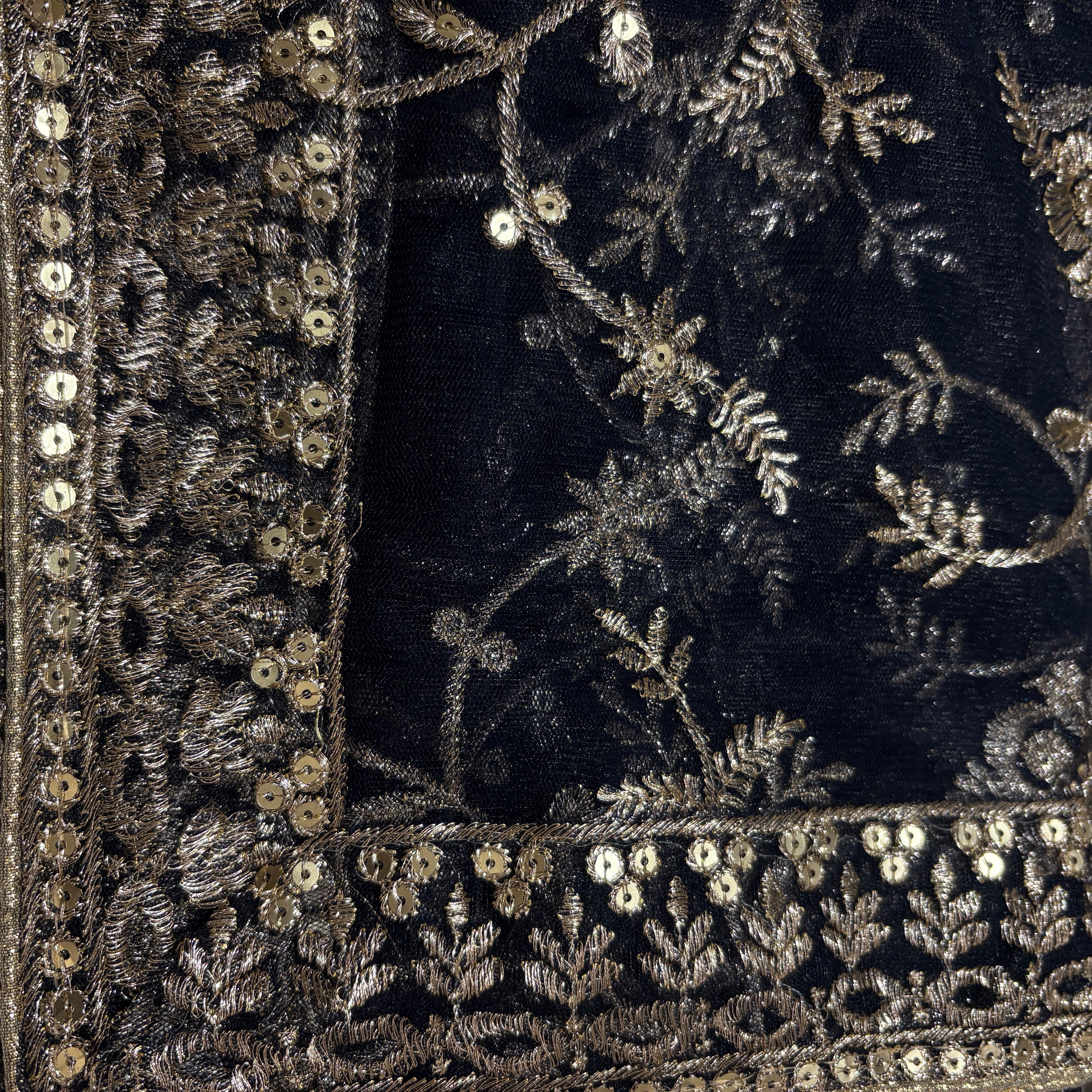 DT Flower Jaal Sequin Dupatta-Colors - Vintage India NYC