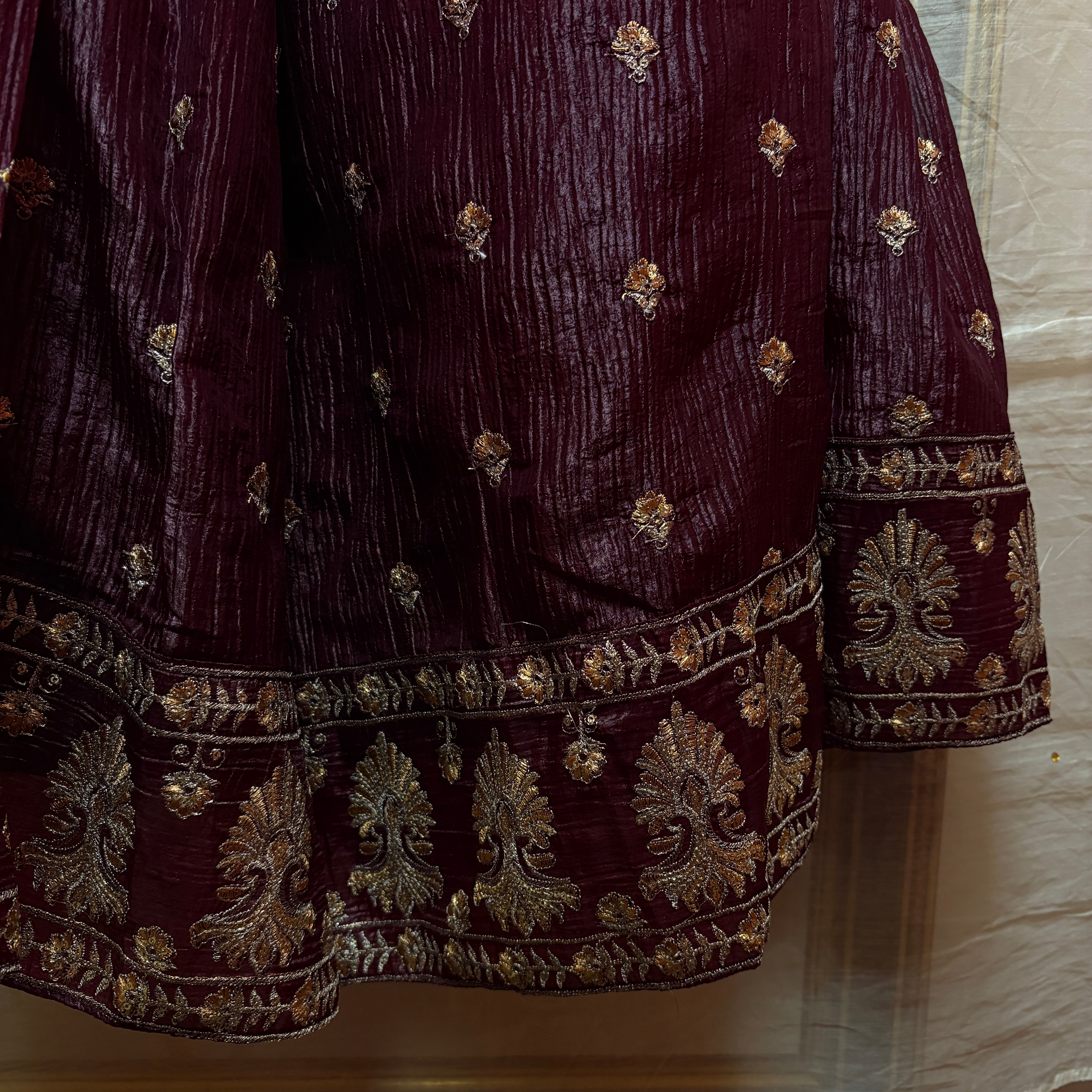 Q Gold Embroidered Lehenga Sets-2 Colors