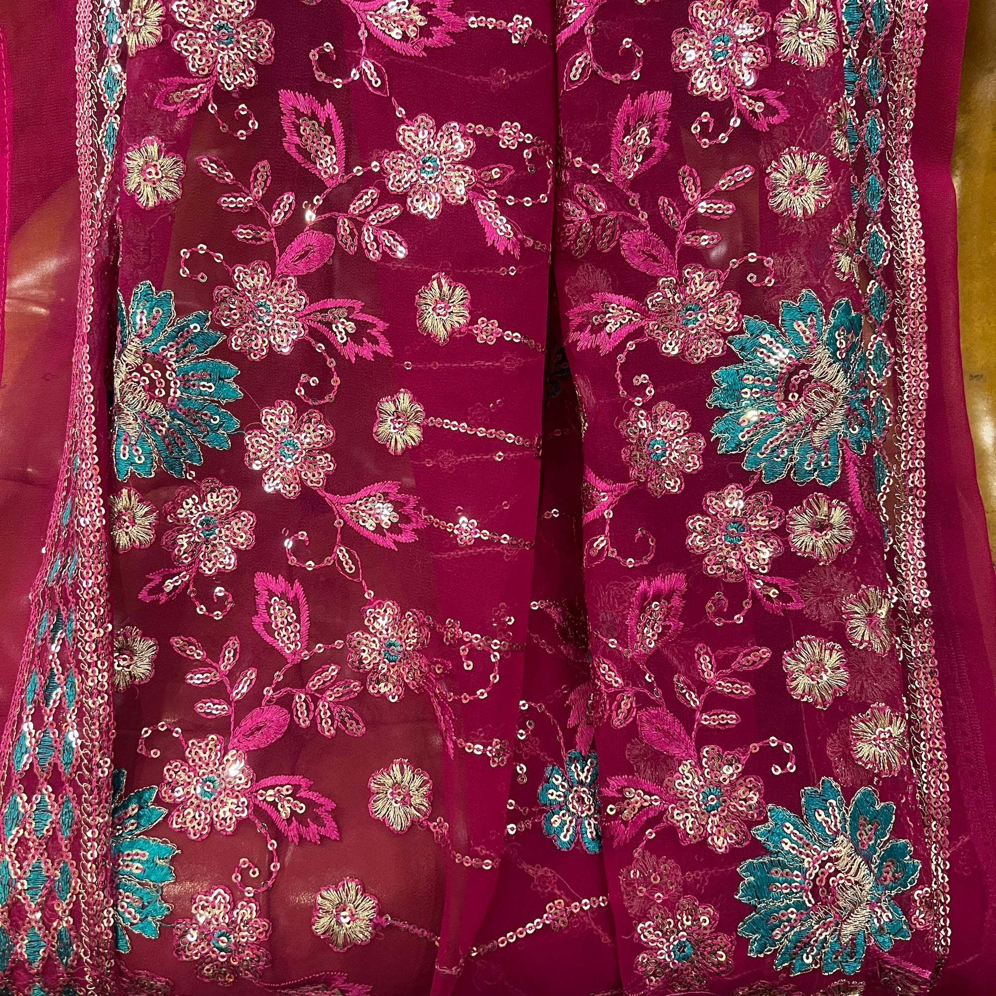 Rani & Turquoise Sequin Embroidery Dupatta 9006