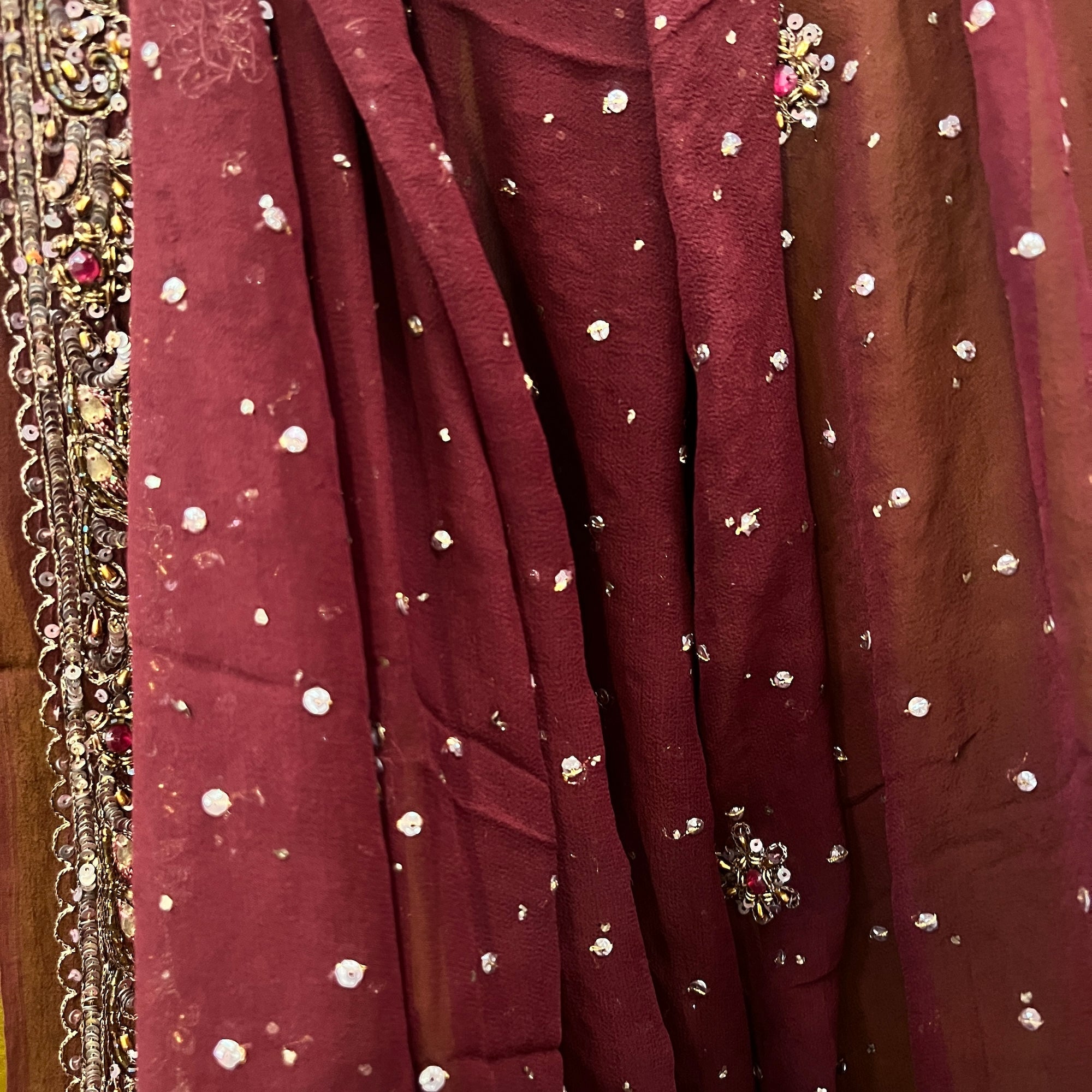 Maroon w.Zari & Sequin Embroidery Dupatta 9014