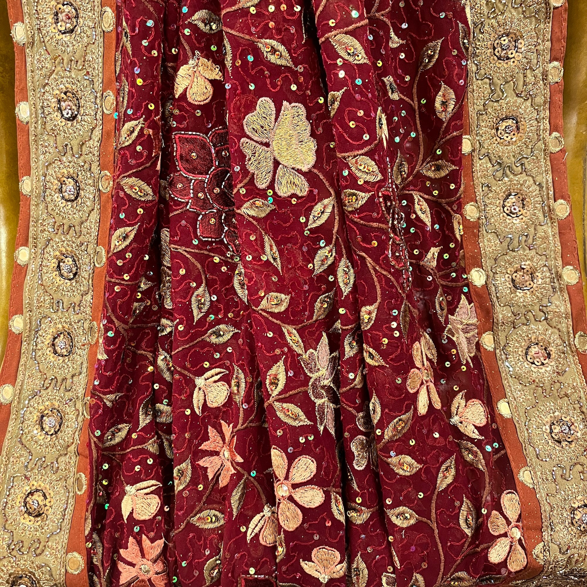 Maroon Heavy Work Dupatta 9015