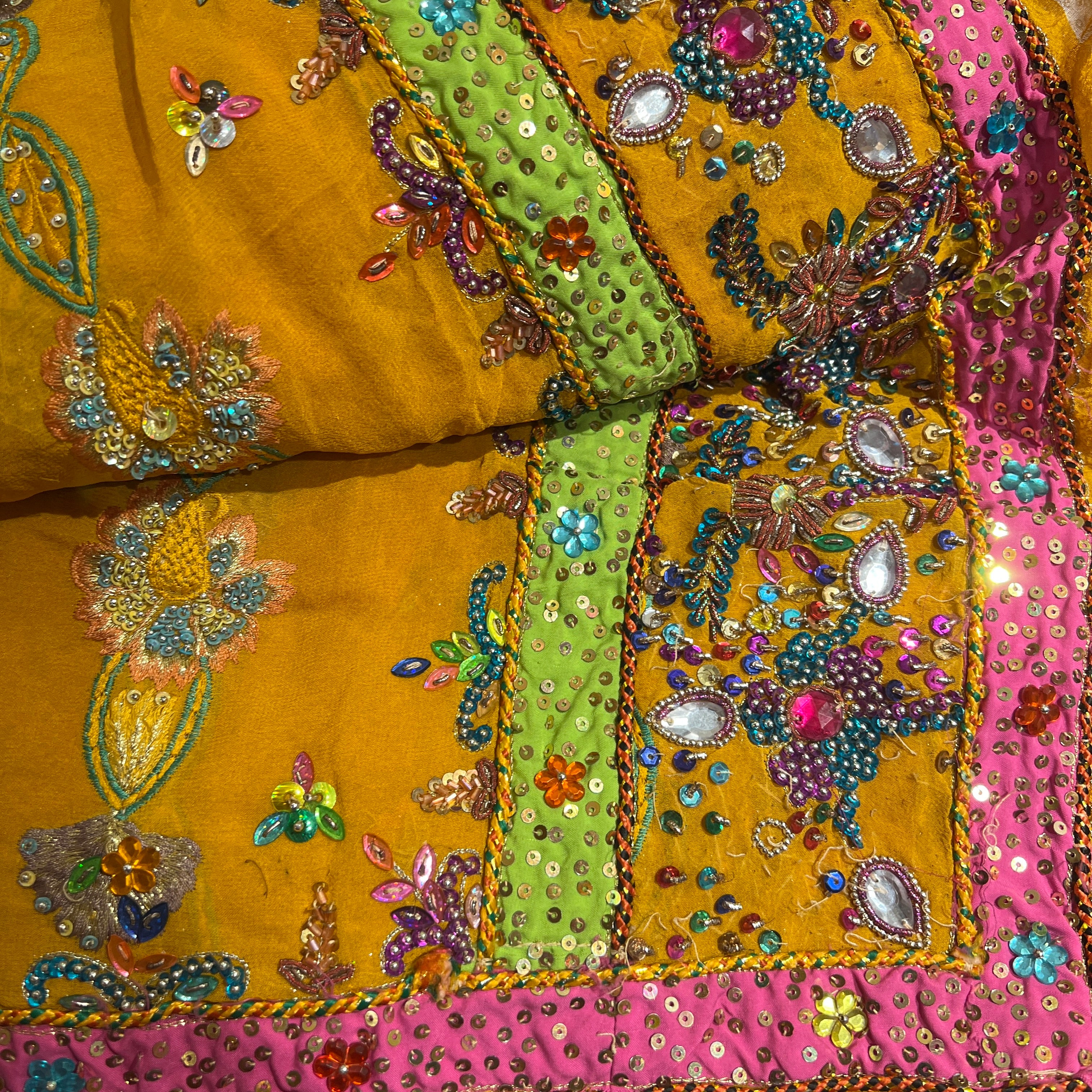 Mustard Multicolored Embroidered Dupatta 9022