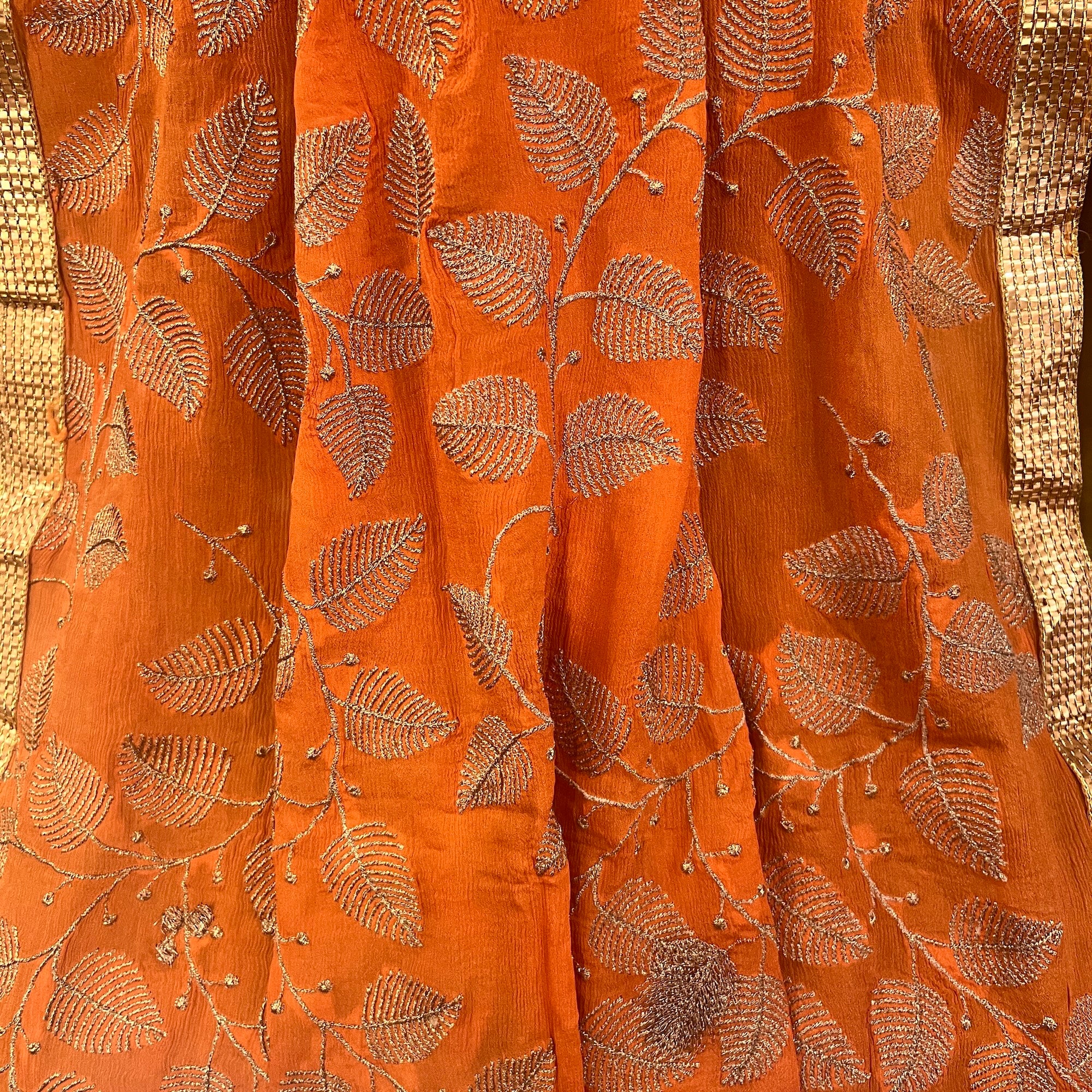 Orange Leaf Embroidered Dupatta 9030