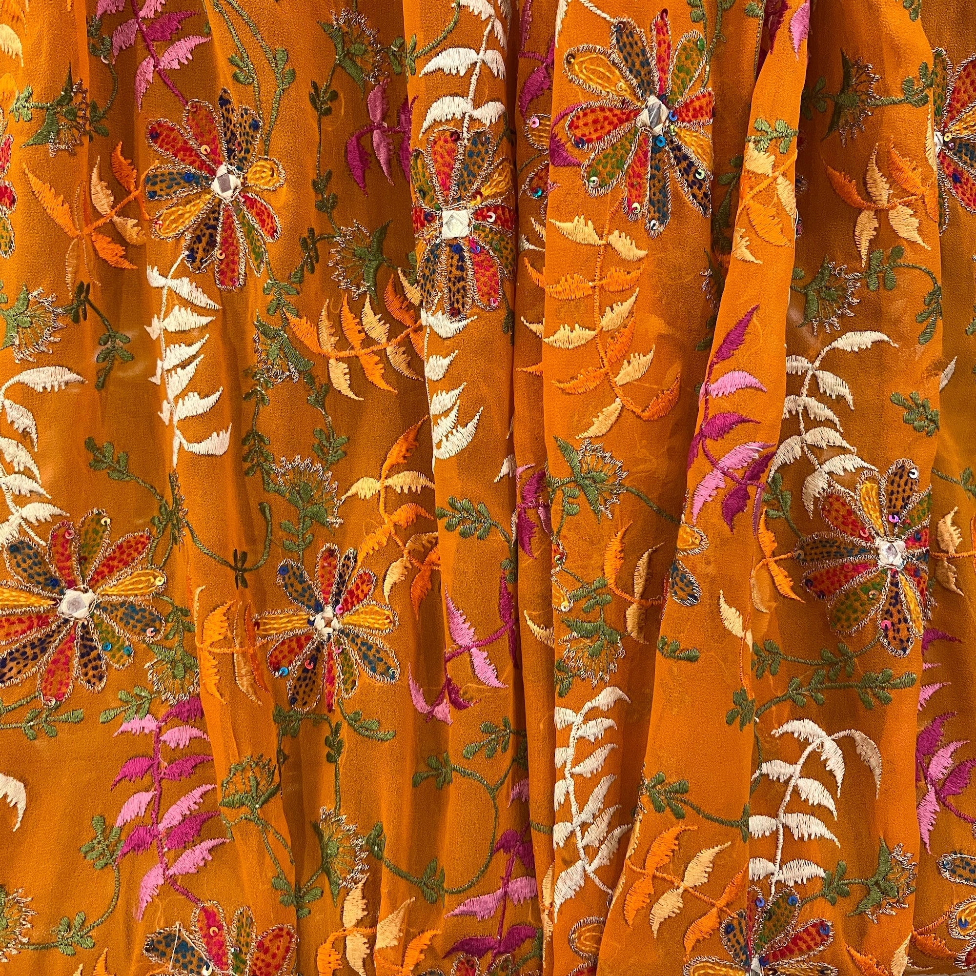 Orange Multicolor Embroidered Dupatta 9032