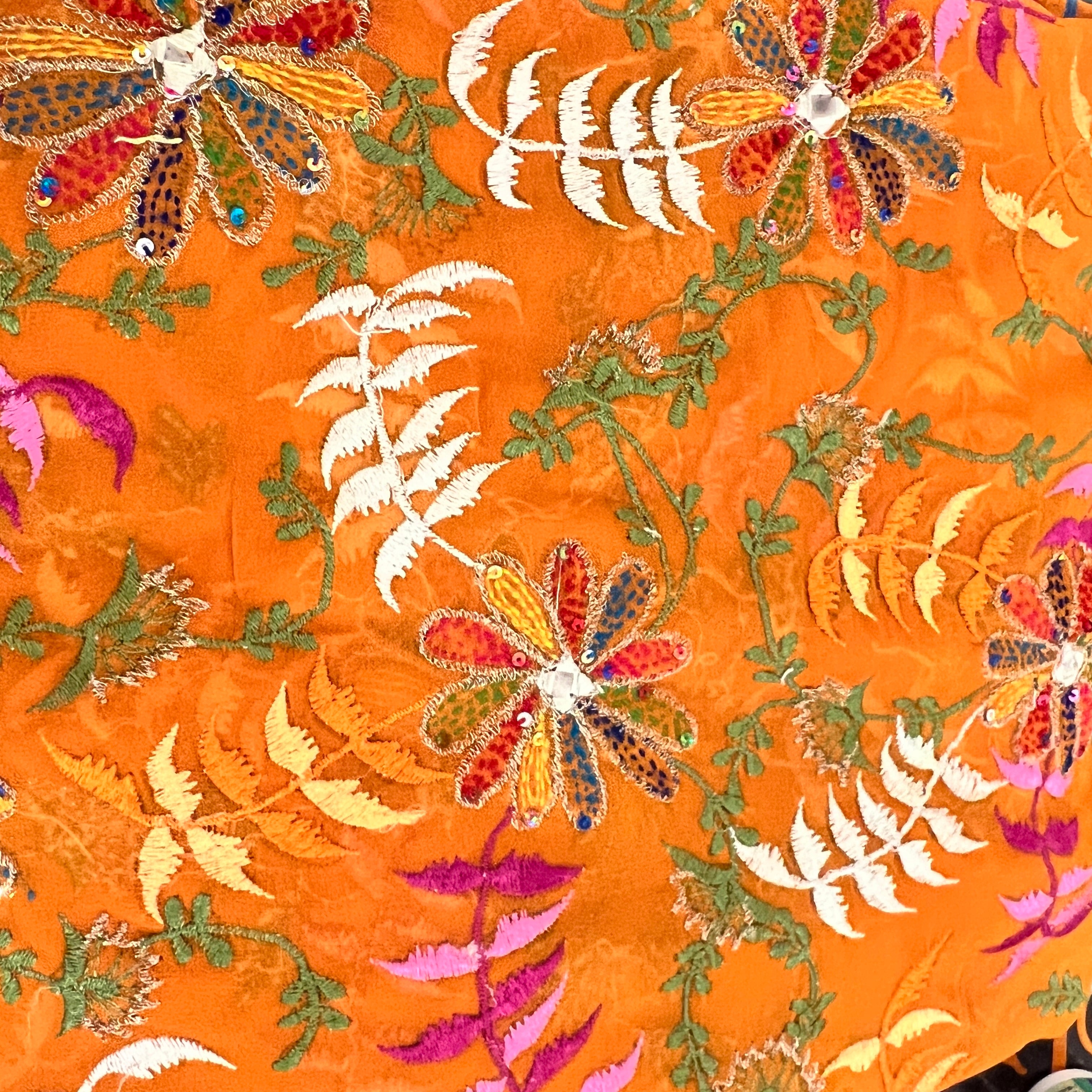 Orange Multicolor Embroidered Dupatta 9032