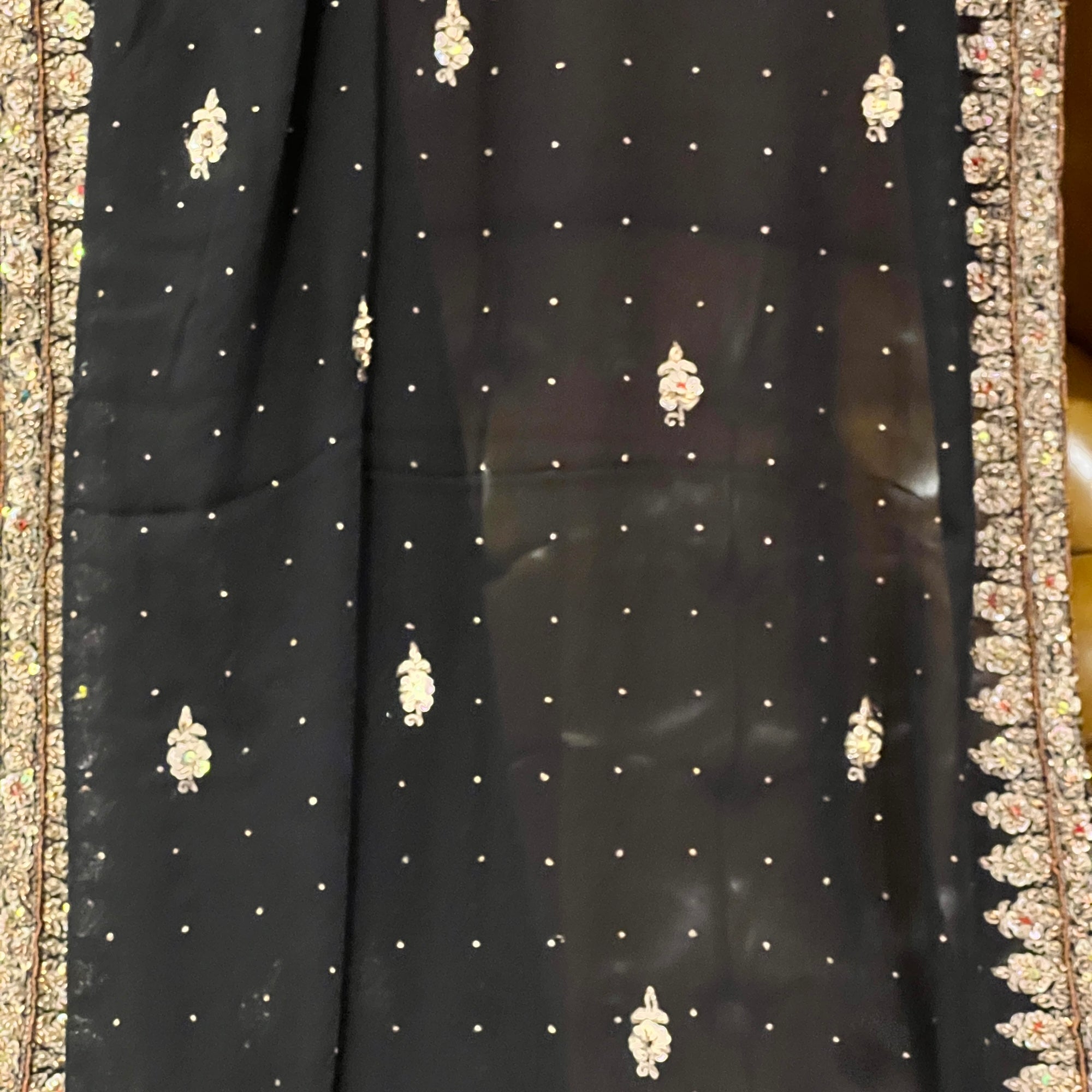 Black & Gold Embroiedered Dupatta 9040