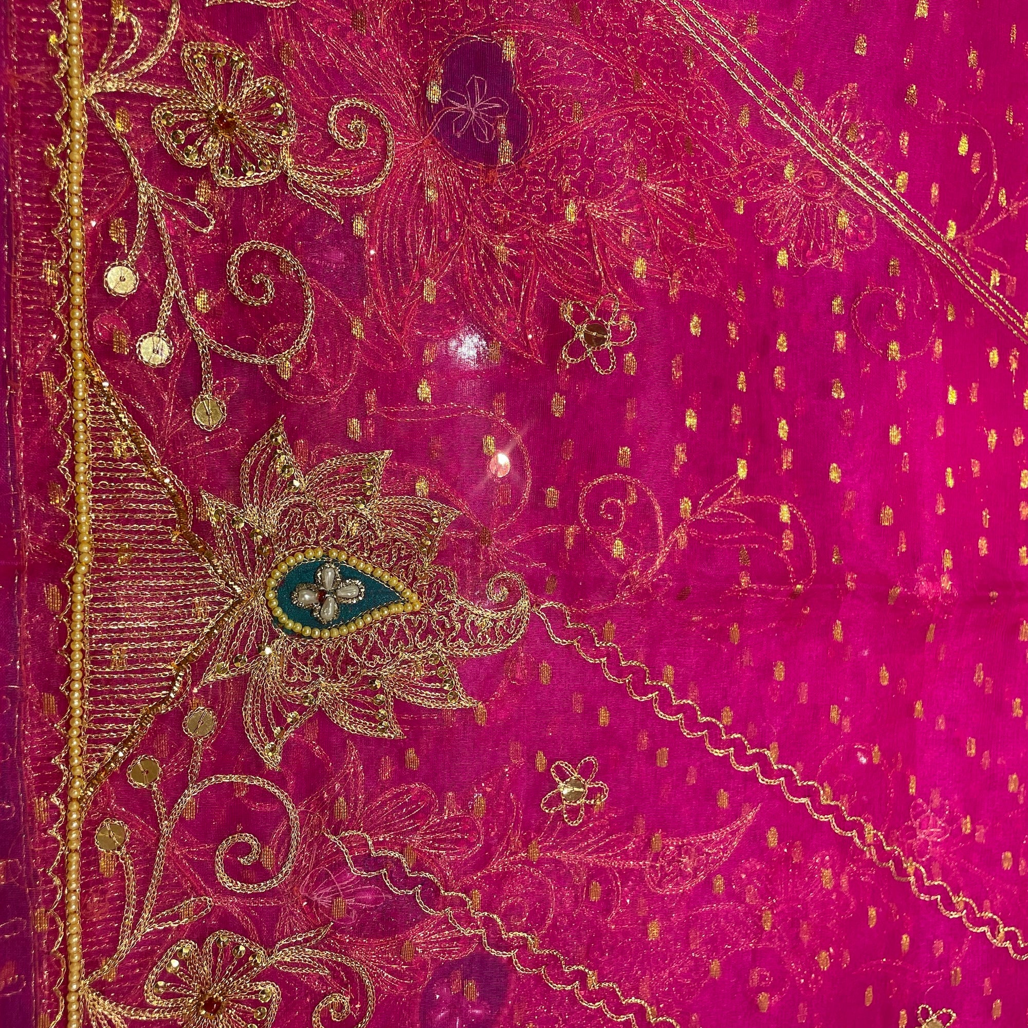 Heavy Work Pink Embroidered Organza Saree 910