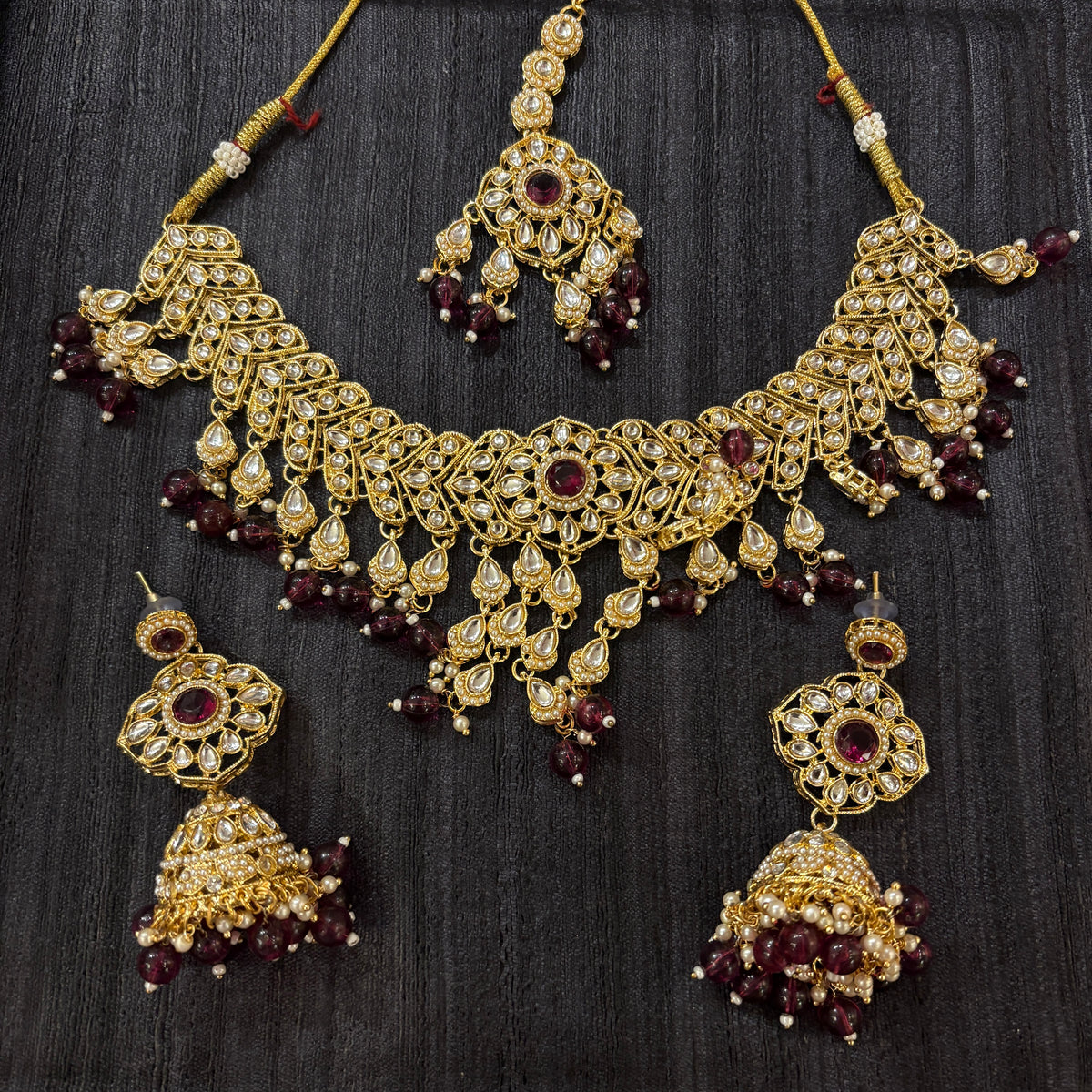 DT Four Point Flower Heavy Necklace Set-Colors