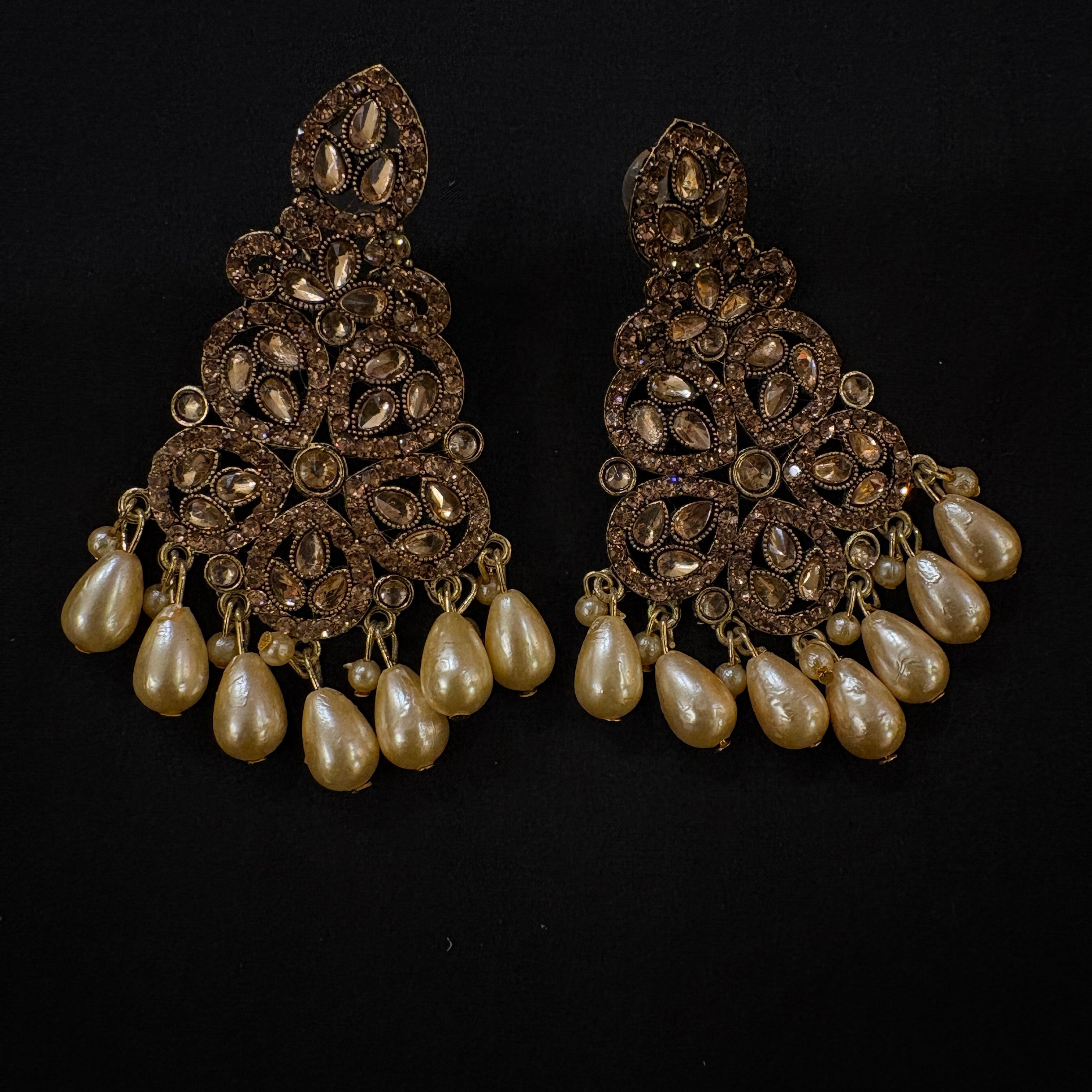Gold Large Pearl Drop Earrings