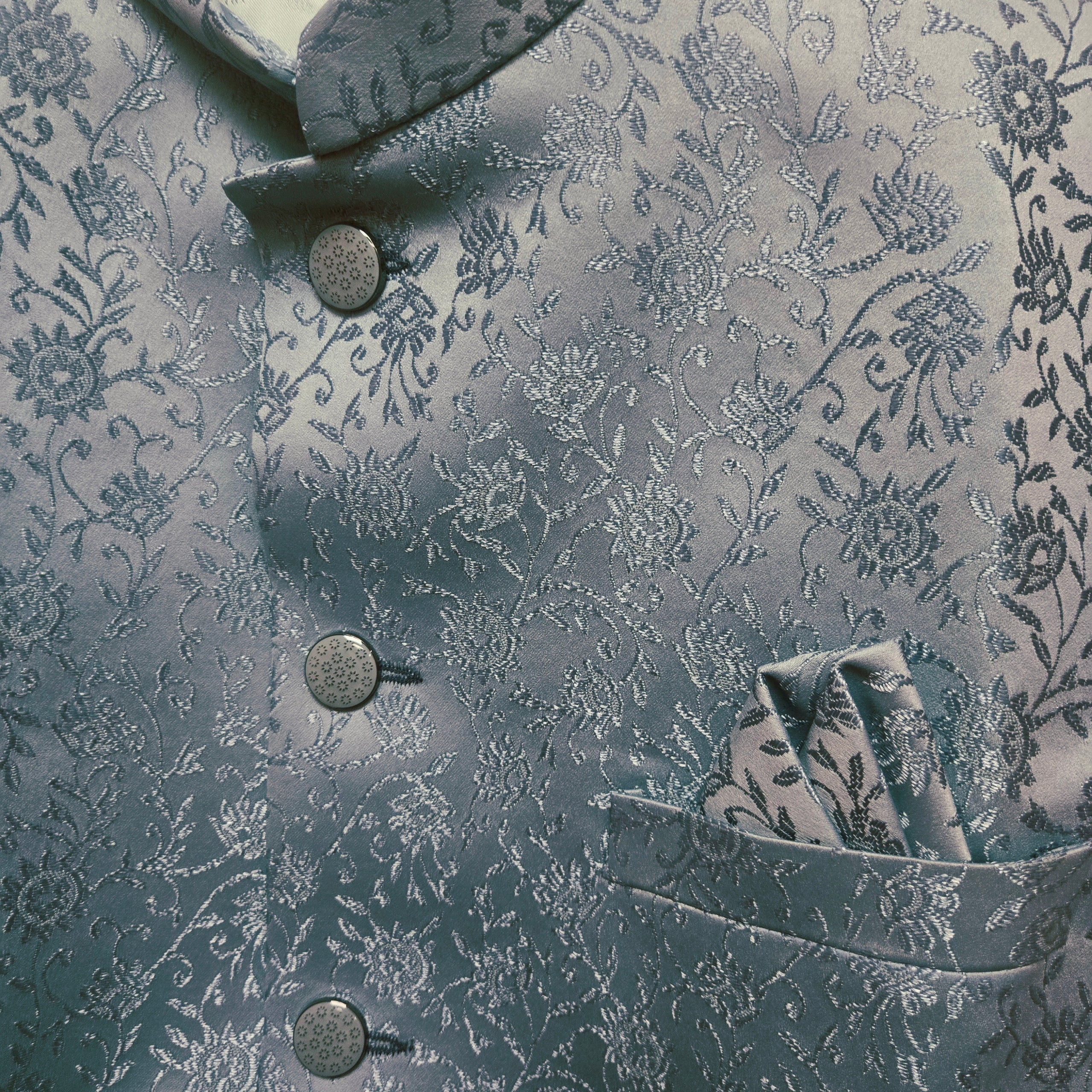 Aqua Floral Vest - Vintage India NYC