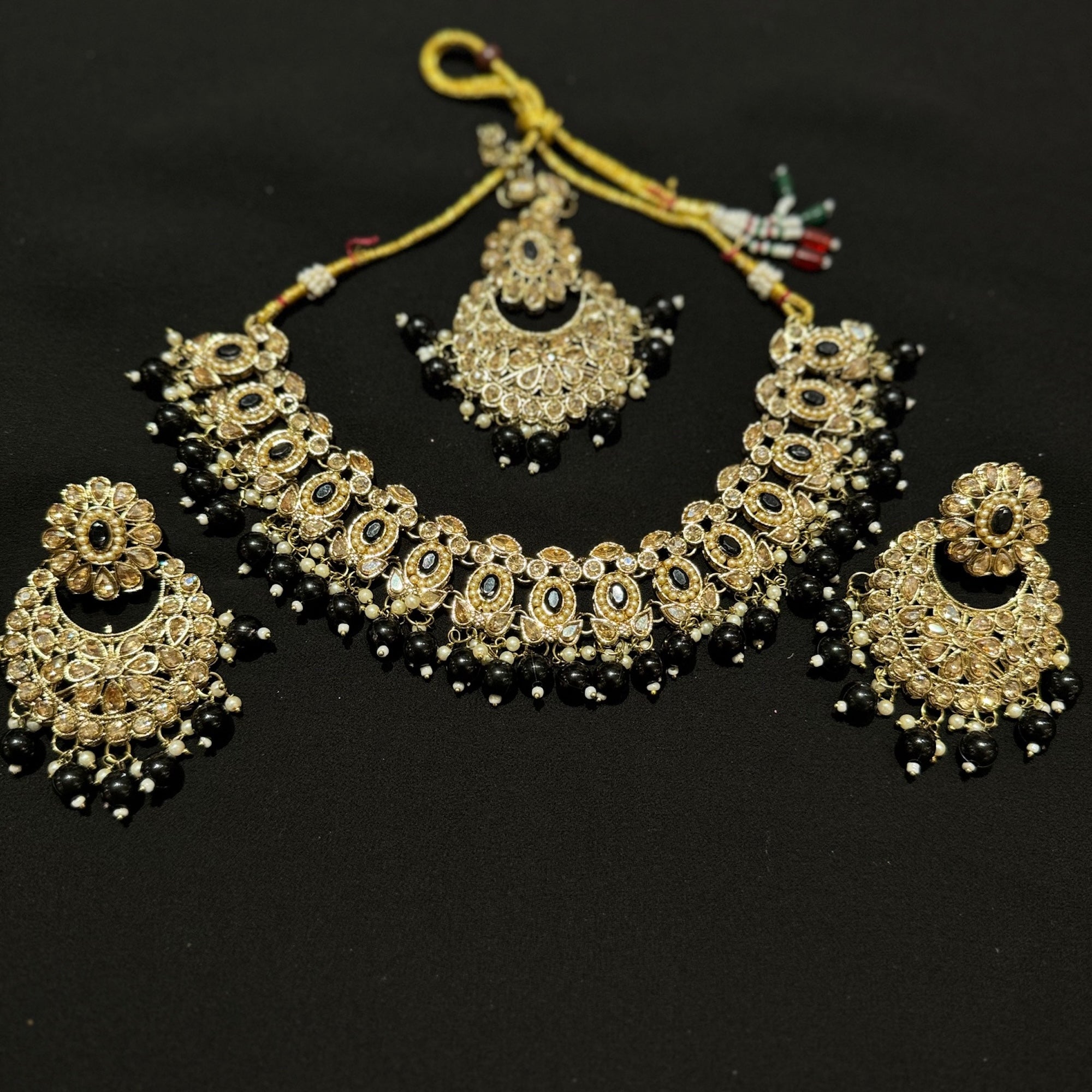 DT Oval Stone Chandbali Necklace Sets-Many Colors